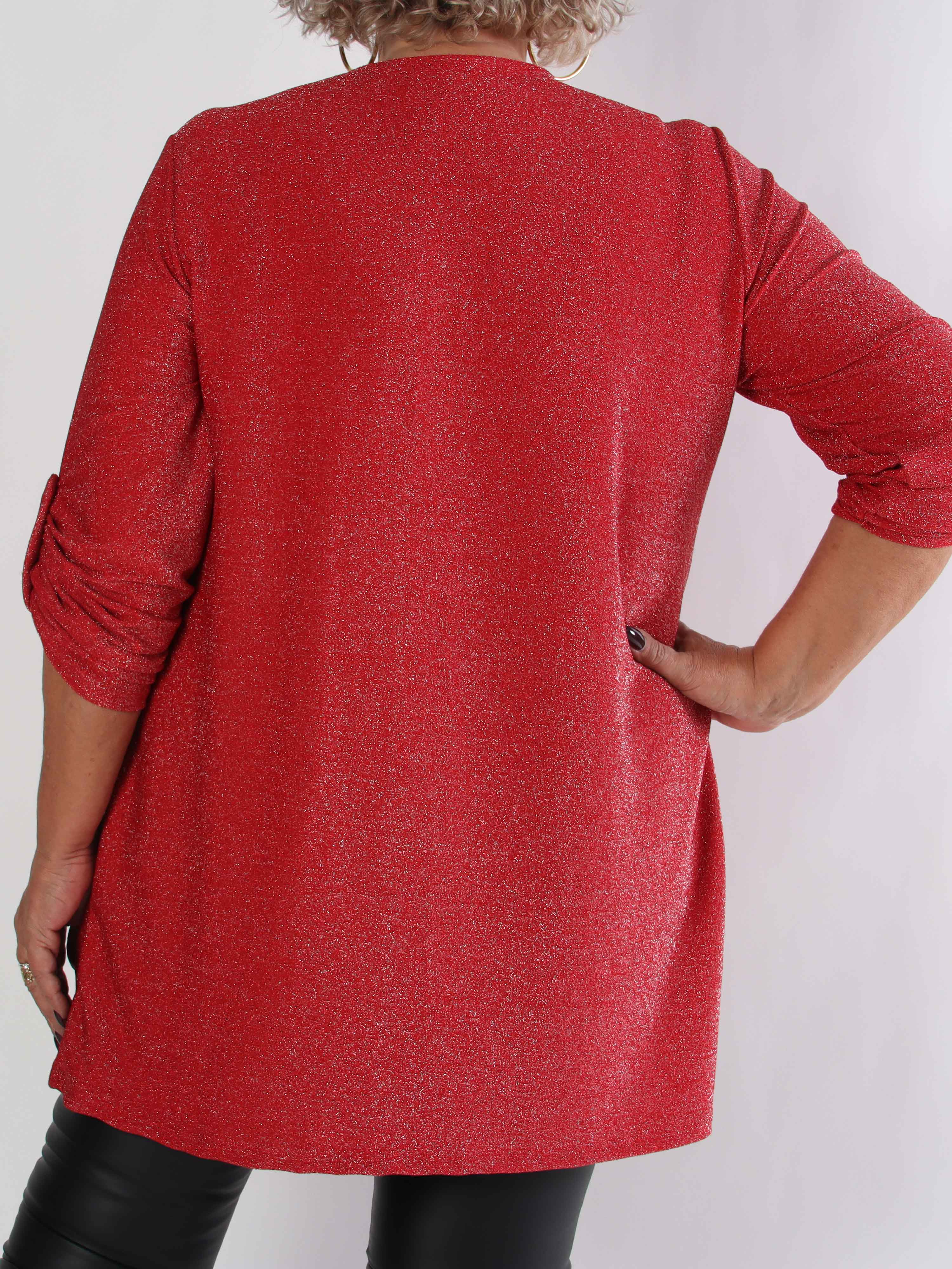 Betty - Söt glittrig plus size tunikaklänning med guldbrosch