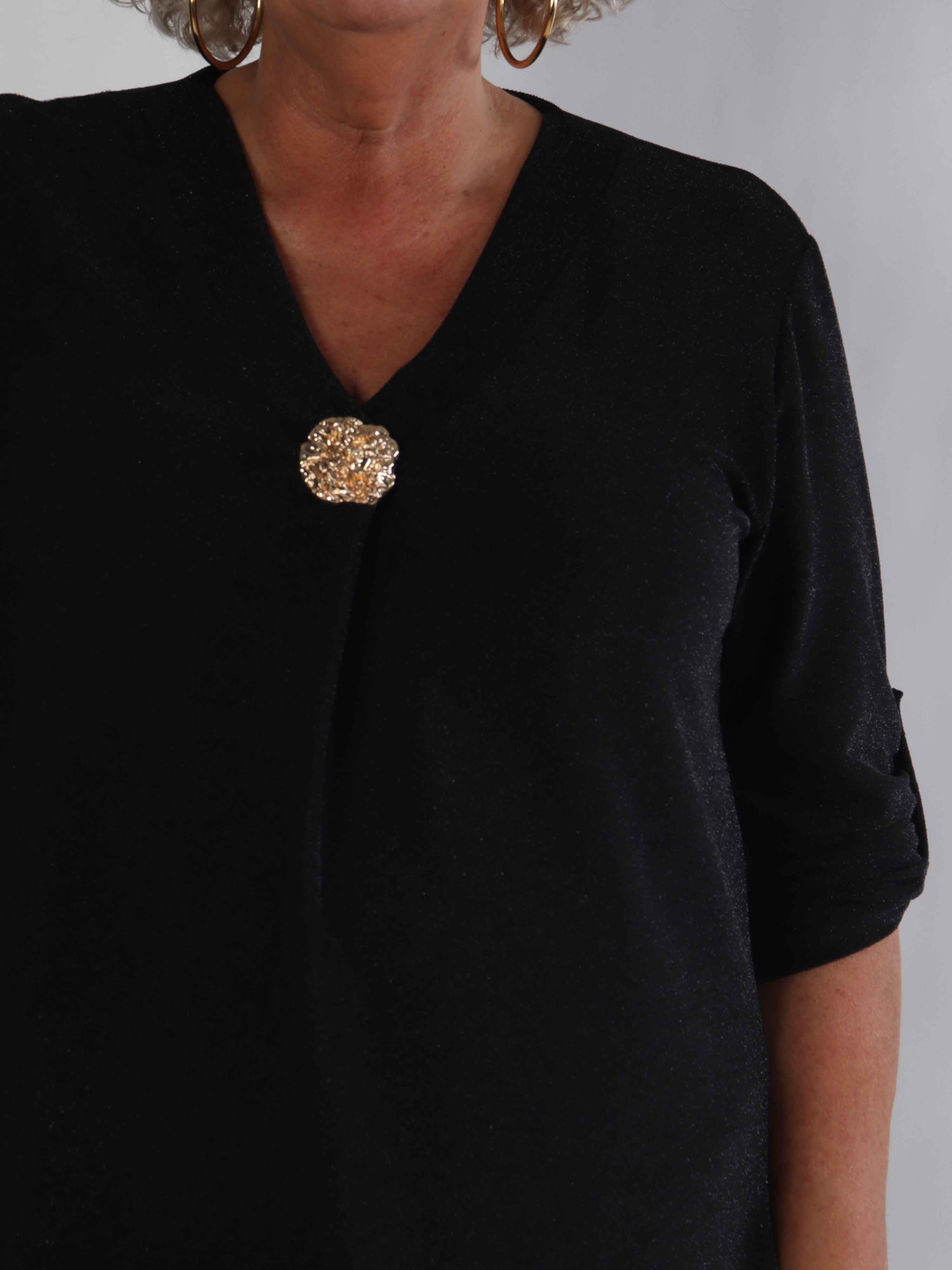 Betty - Söt glittrig plus size tunikaklänning med guldbrosch