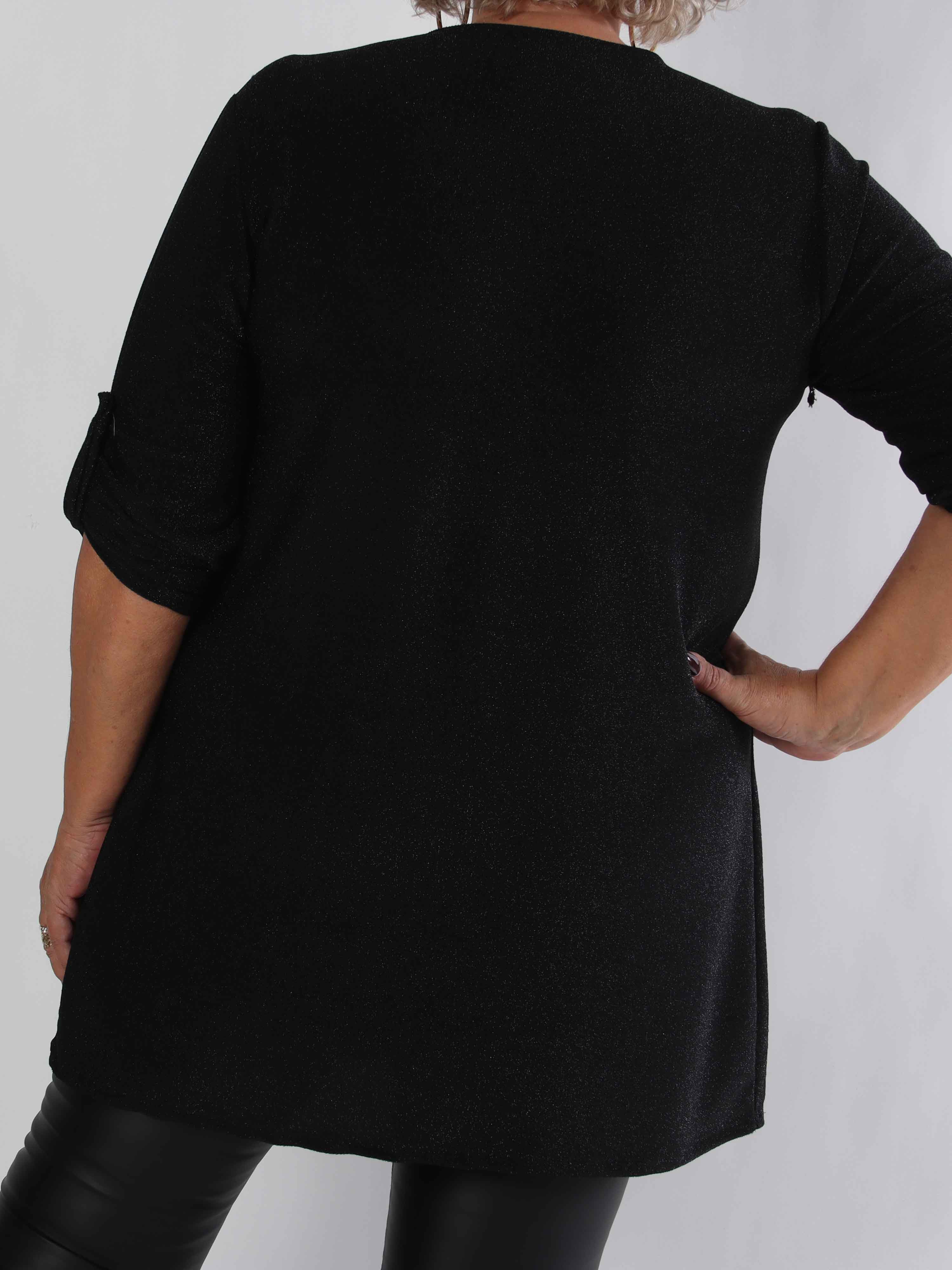 Betty - Söt glittrig plus size tunikaklänning med guldbrosch