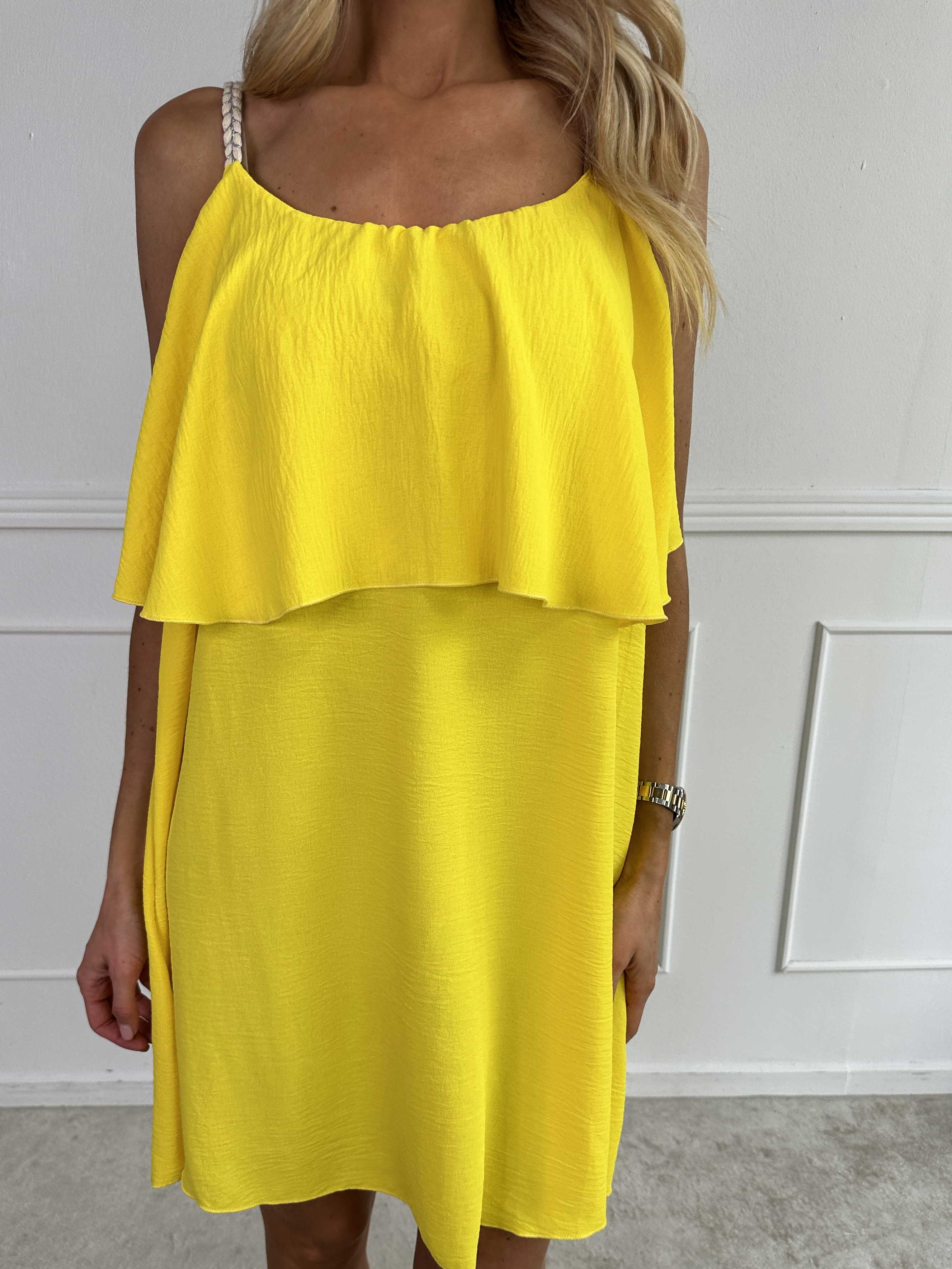 Blanca - Klänning med volanger och flätade band