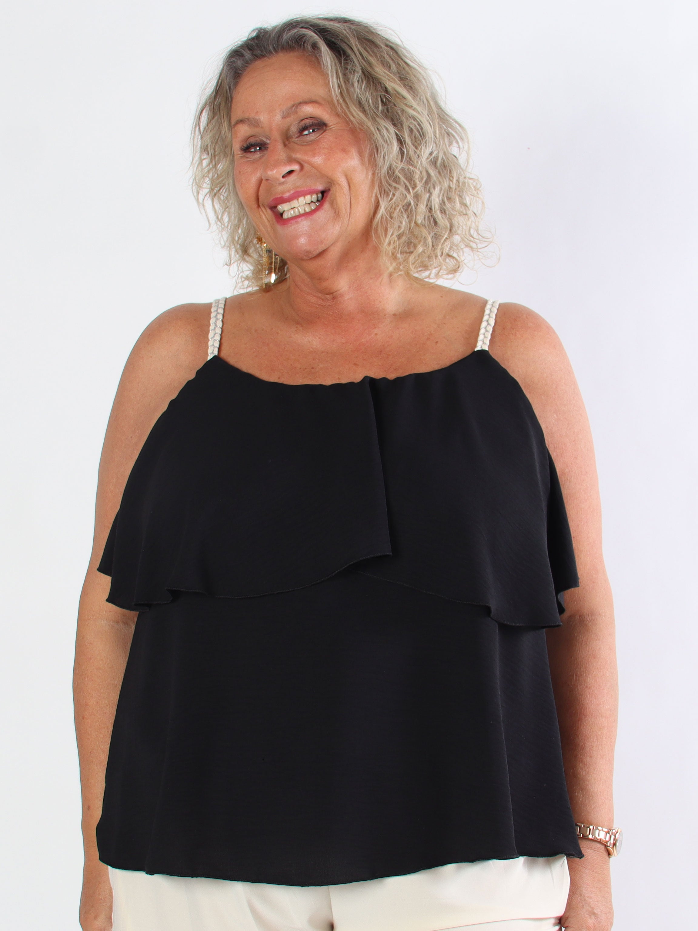 Blanca Top - Plus size topp med volanger och flätade band