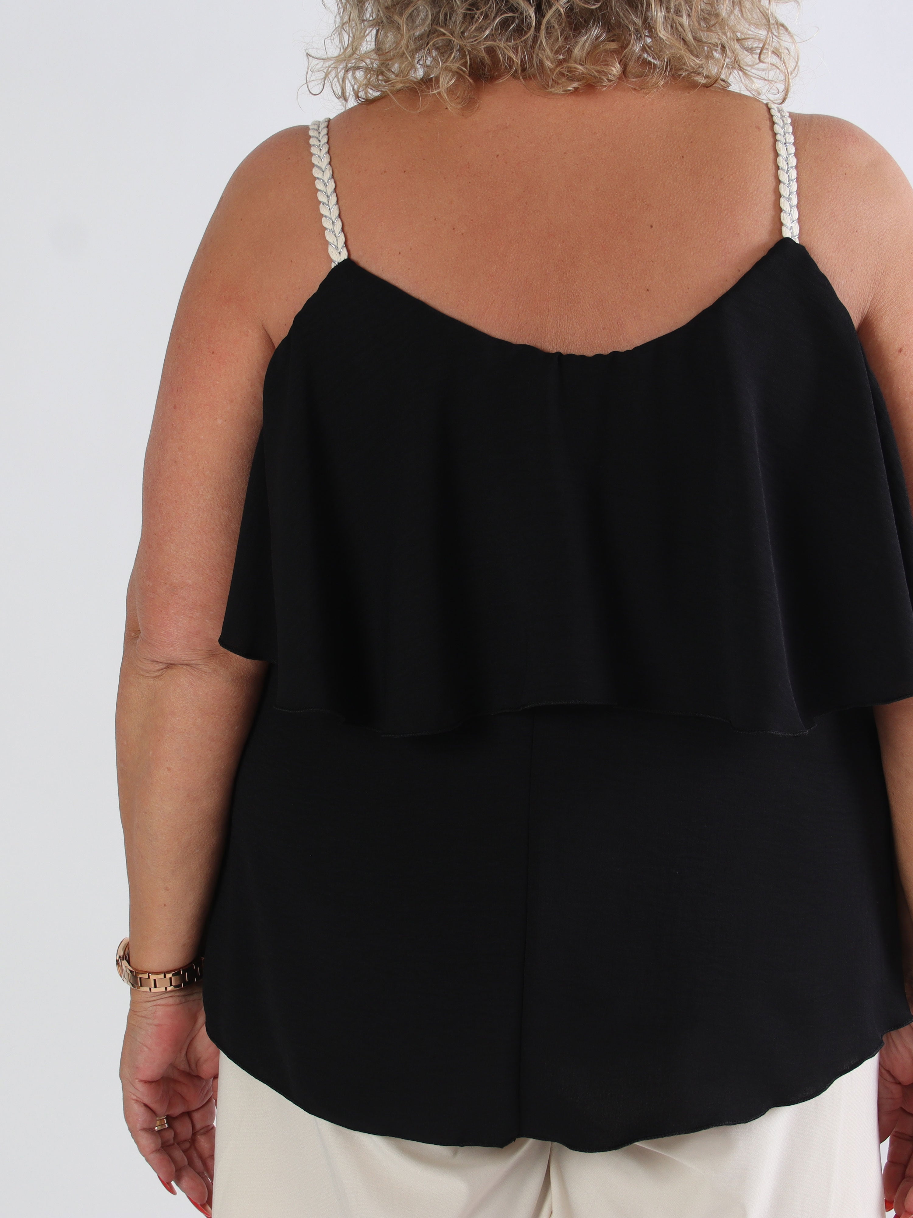 Blanca Top - Plus size topp med volanger och flätade band