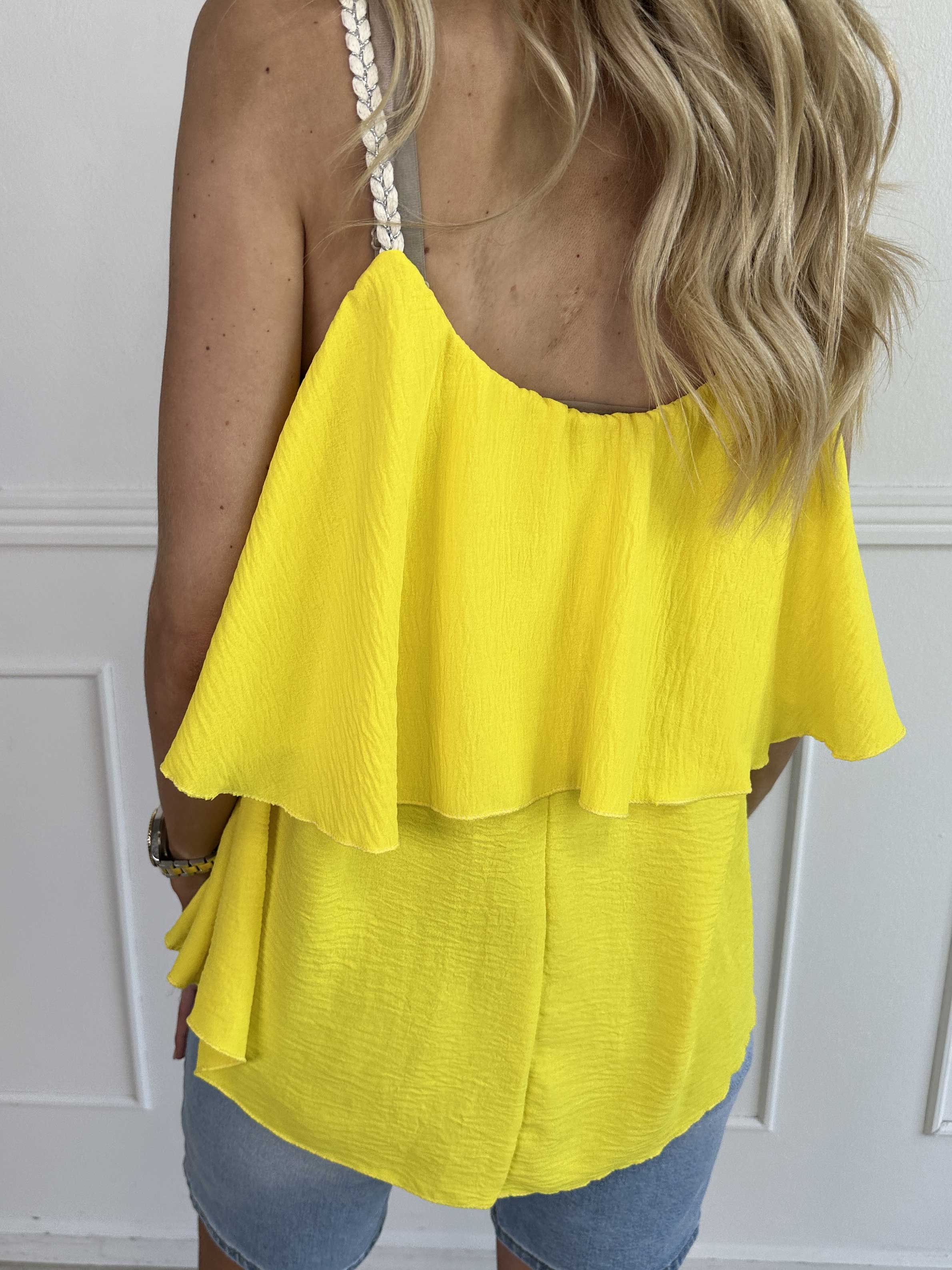 Blanca Top - Volangtopp med flätade axelband