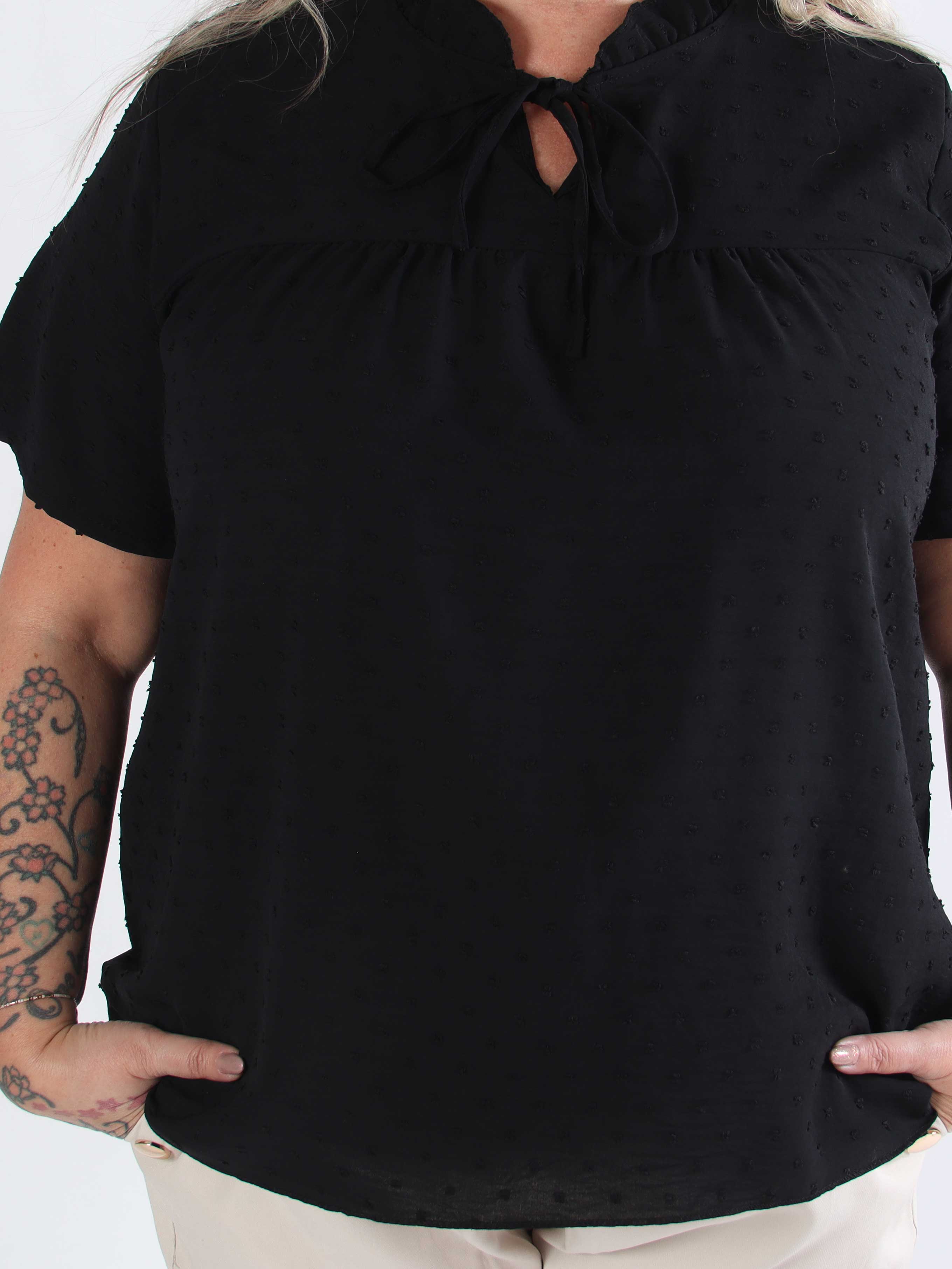 Bloom - Söt tunika i plusstorlek med volangkant och rosett