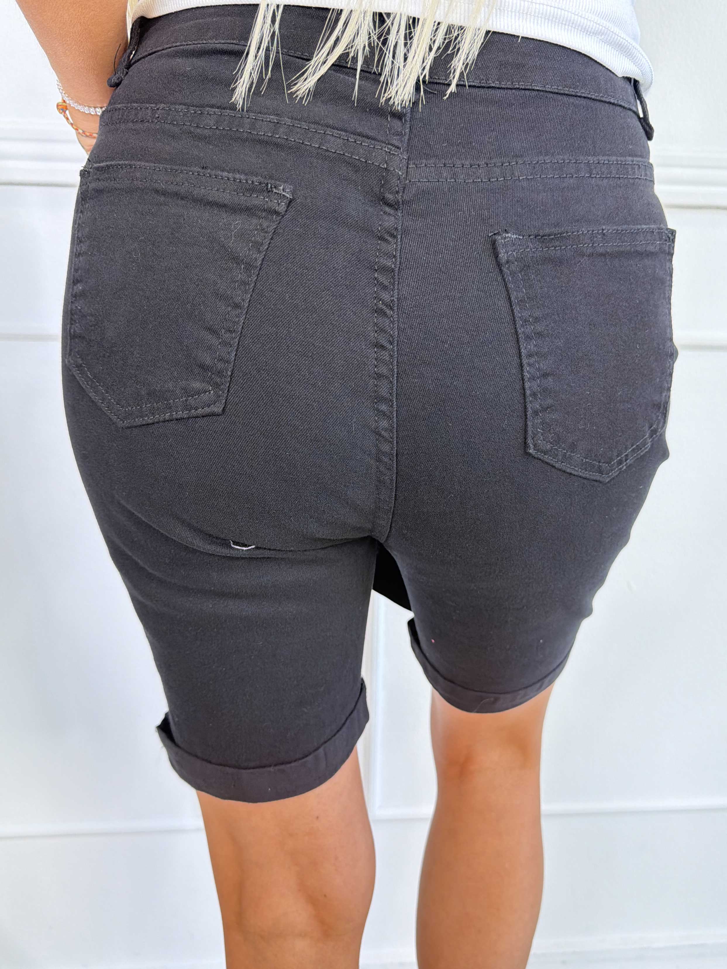 Bothilla - Højtaljede denimshorts i stretchy kvalitet