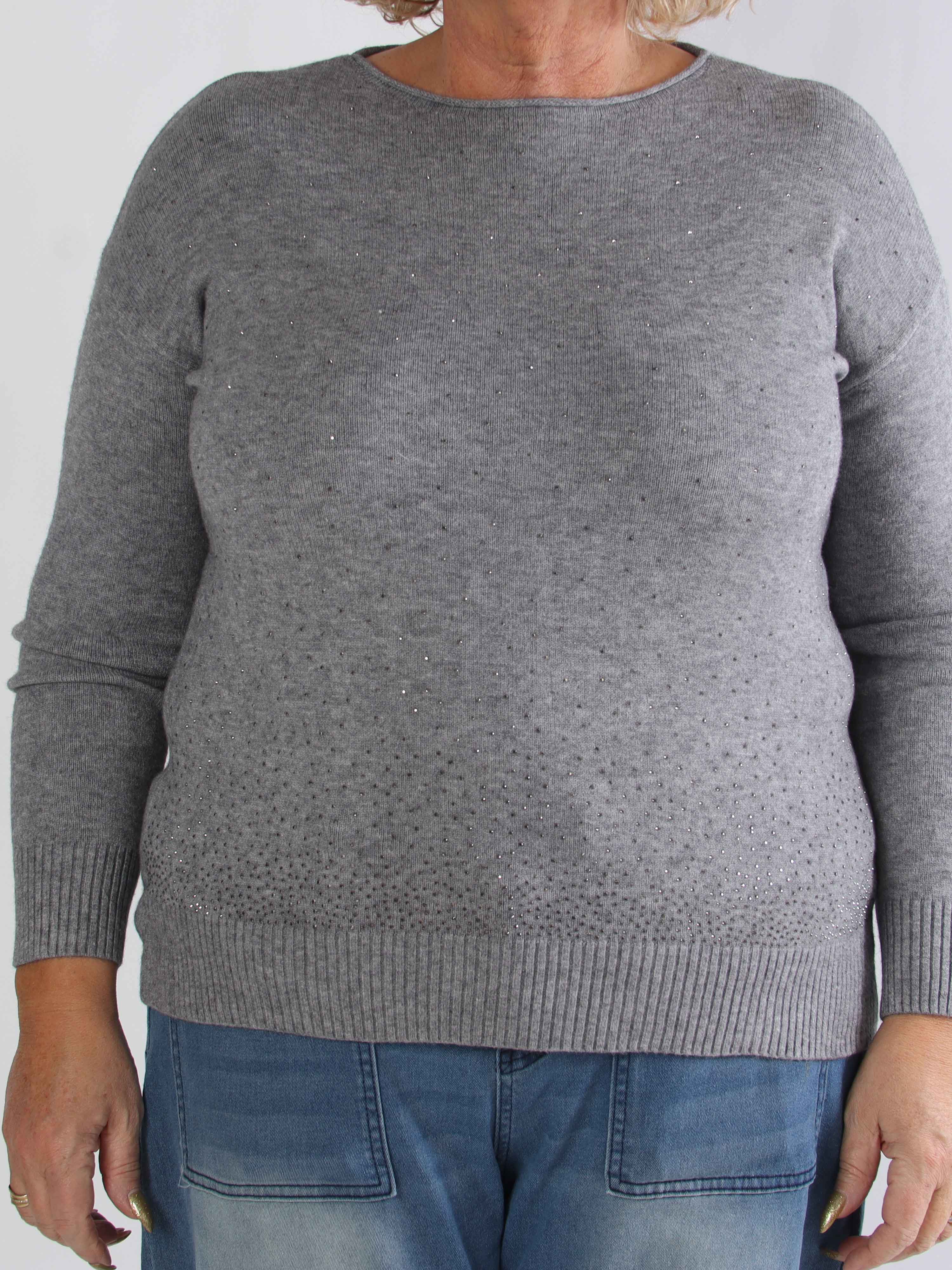 Cajsa - Mega blød plus size strikbluse med fine similisten