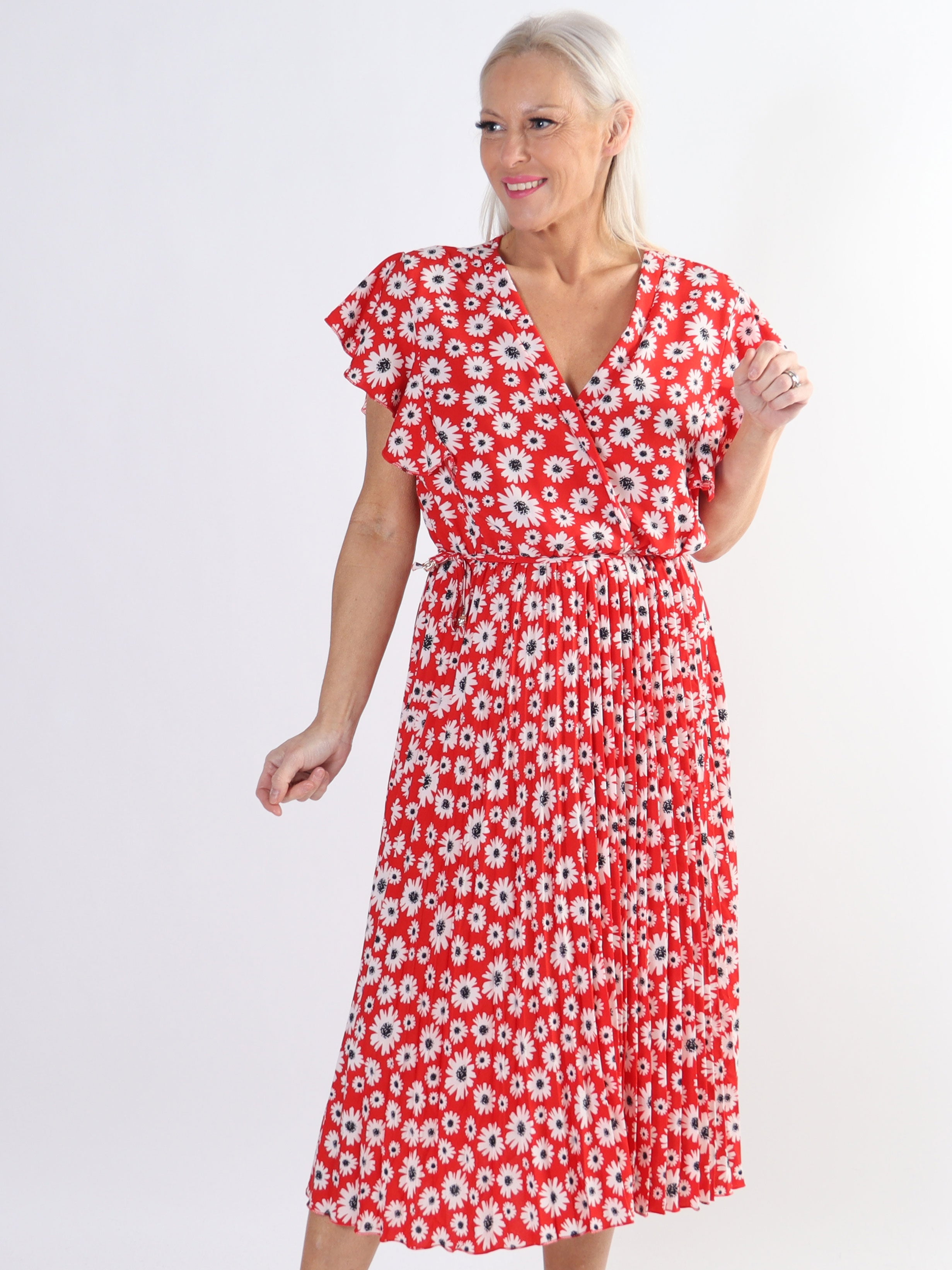 Callidora Flower - Klänning i plusstorlek med veck och volanger