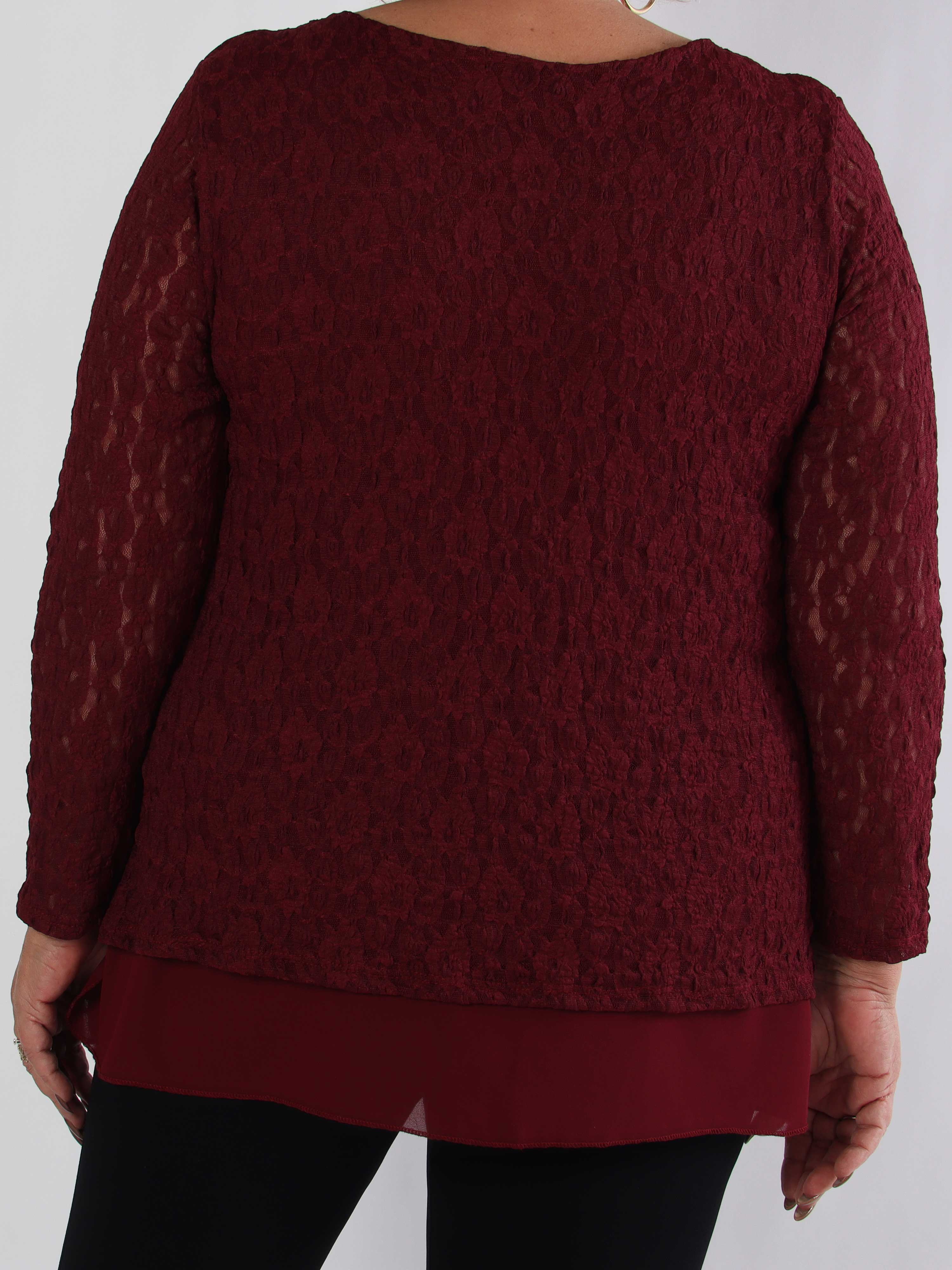 Candidas - Plus size blondetunika med chiffonlag