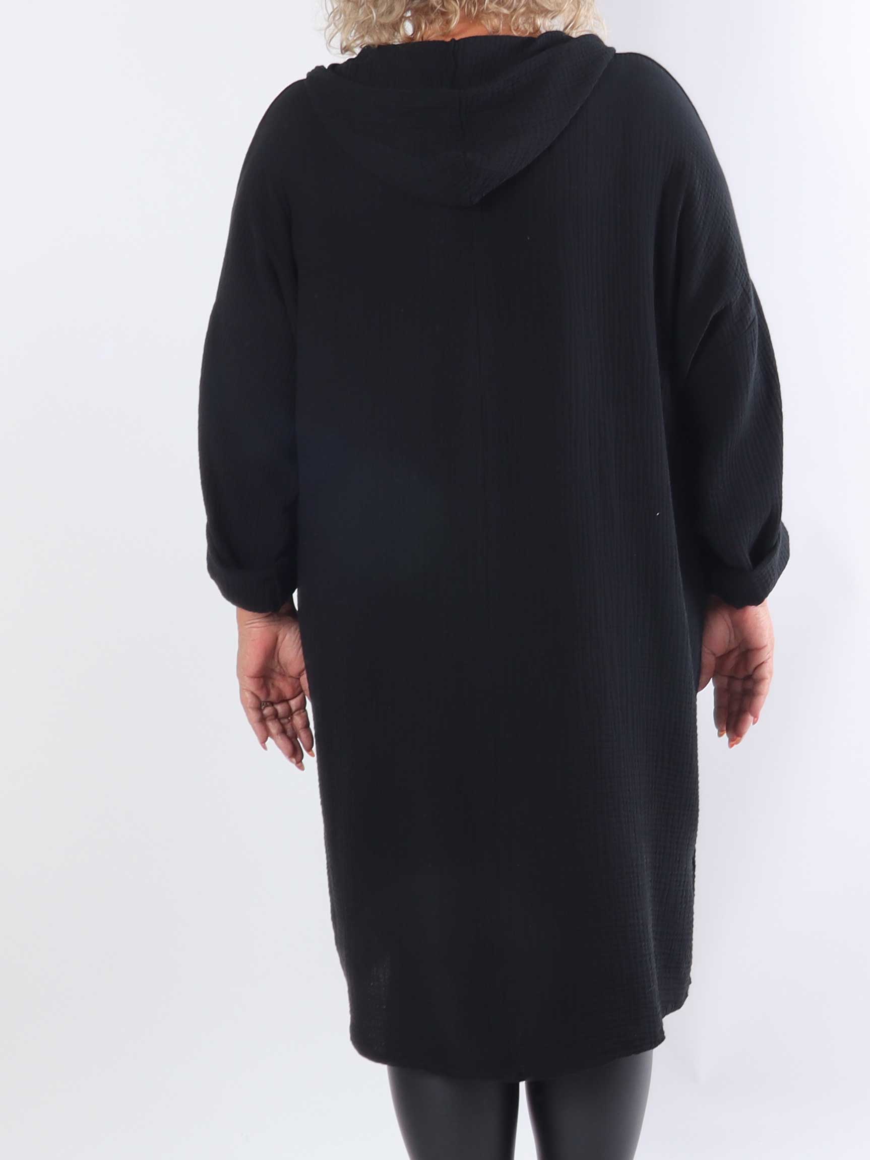 Caro - Mjuk plus size-klänning i bomull med huva