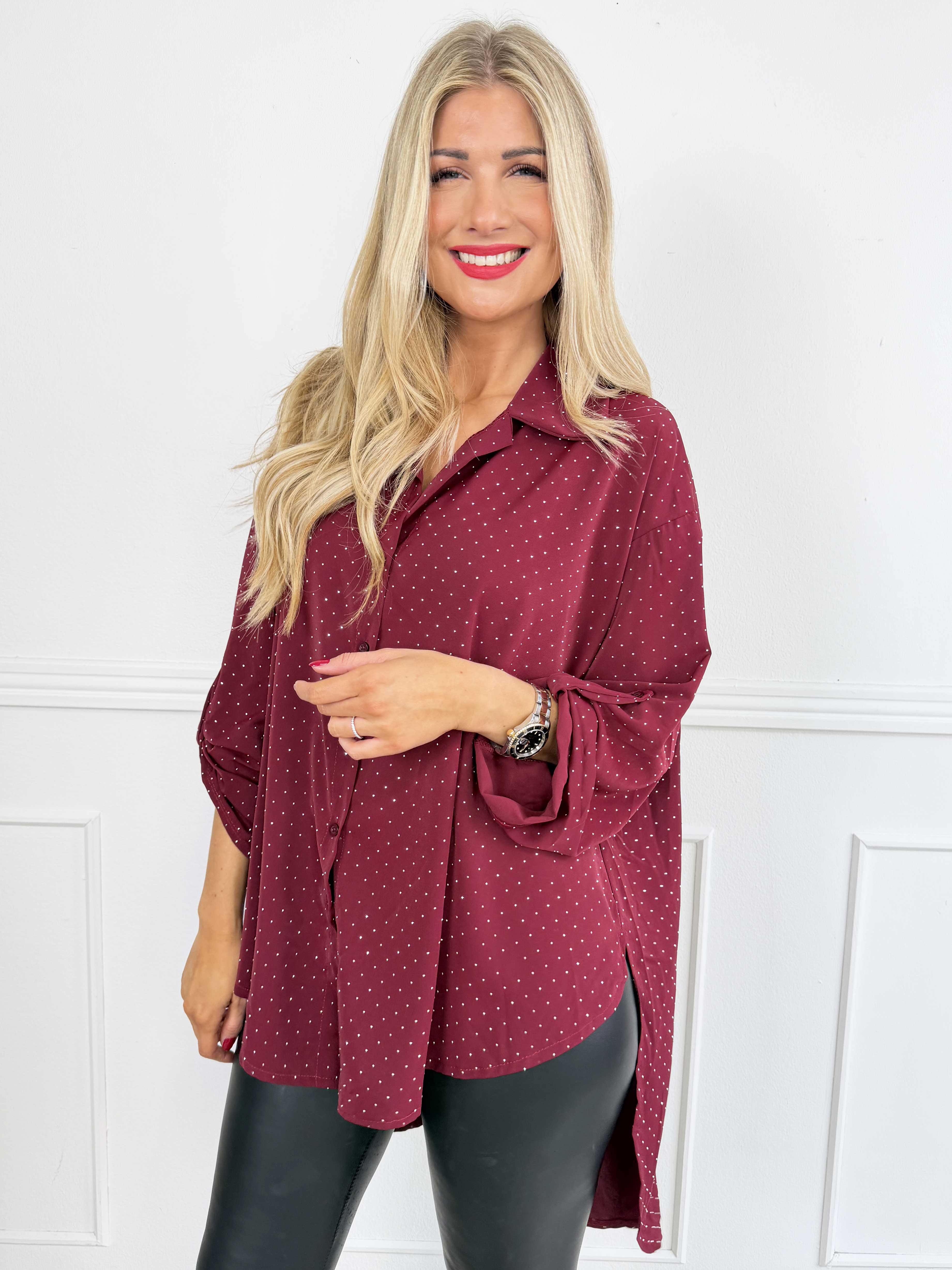 Celeste - Elegant skjorta i viskos med fina strass som ger en exklusiv touch