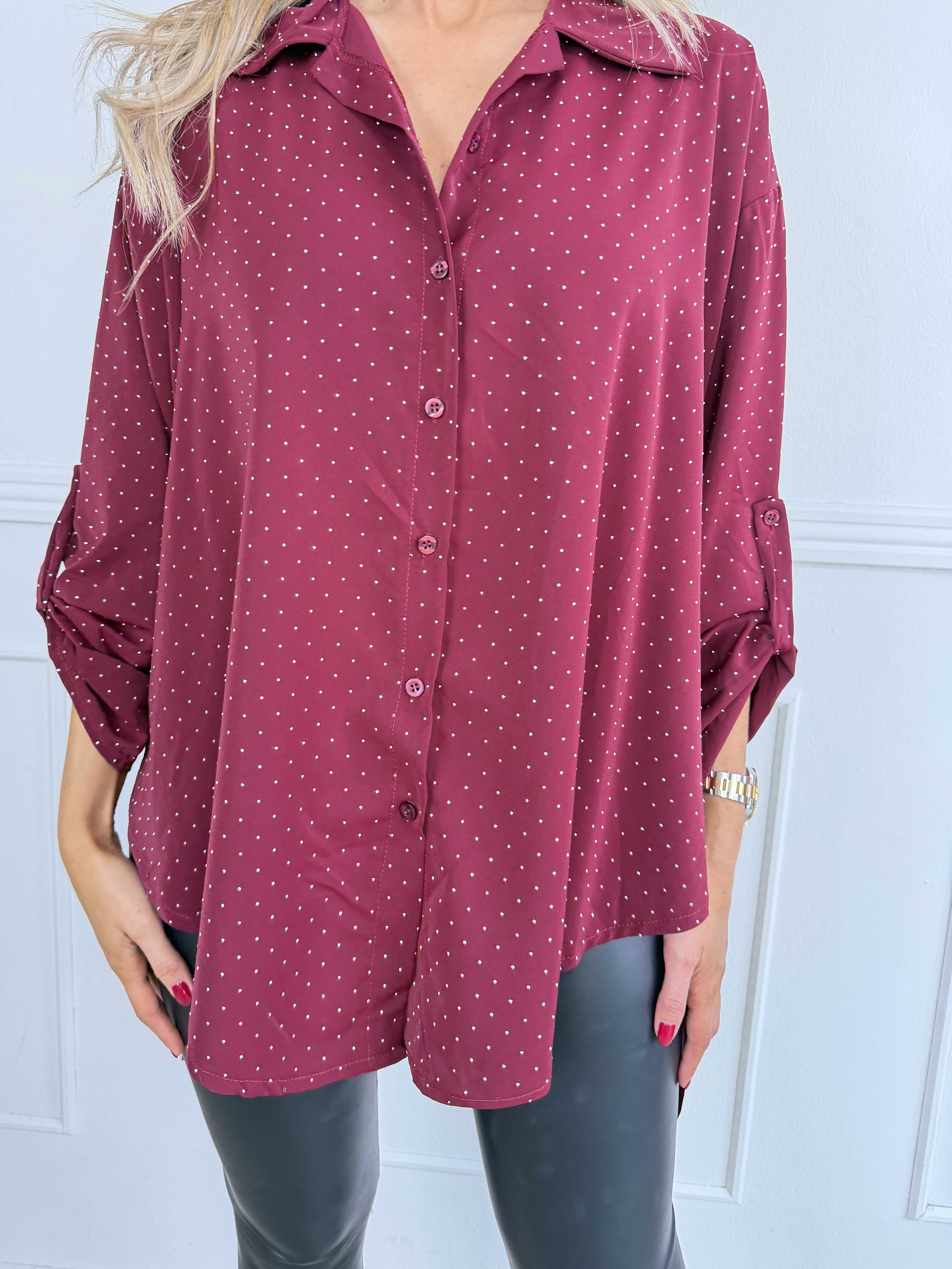 Celeste - Elegant skjorta i viskos med fina strass som ger en exklusiv touch