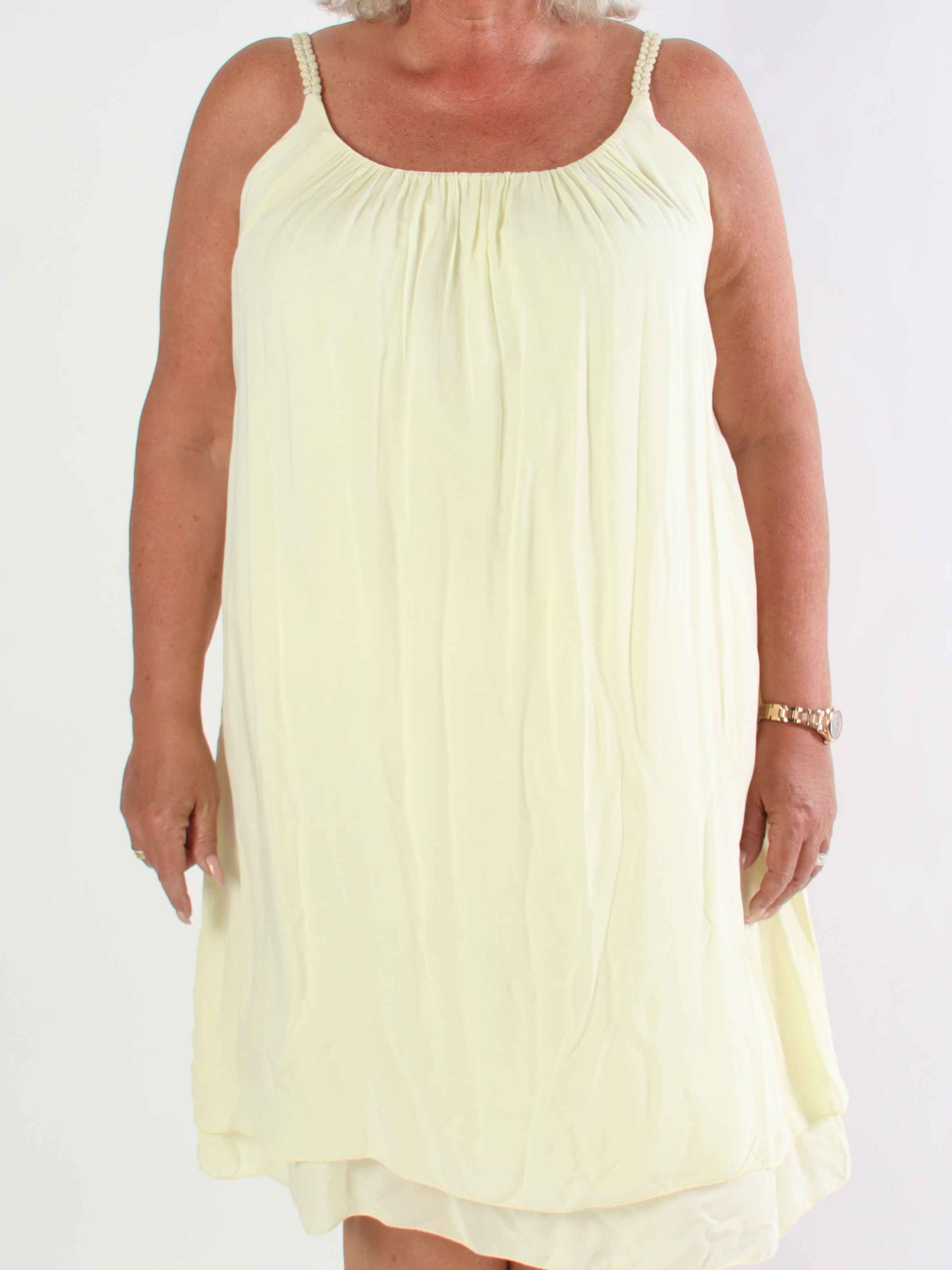 Chalkis - Plus size klänning i mjuk viskos med flätade axelremmar