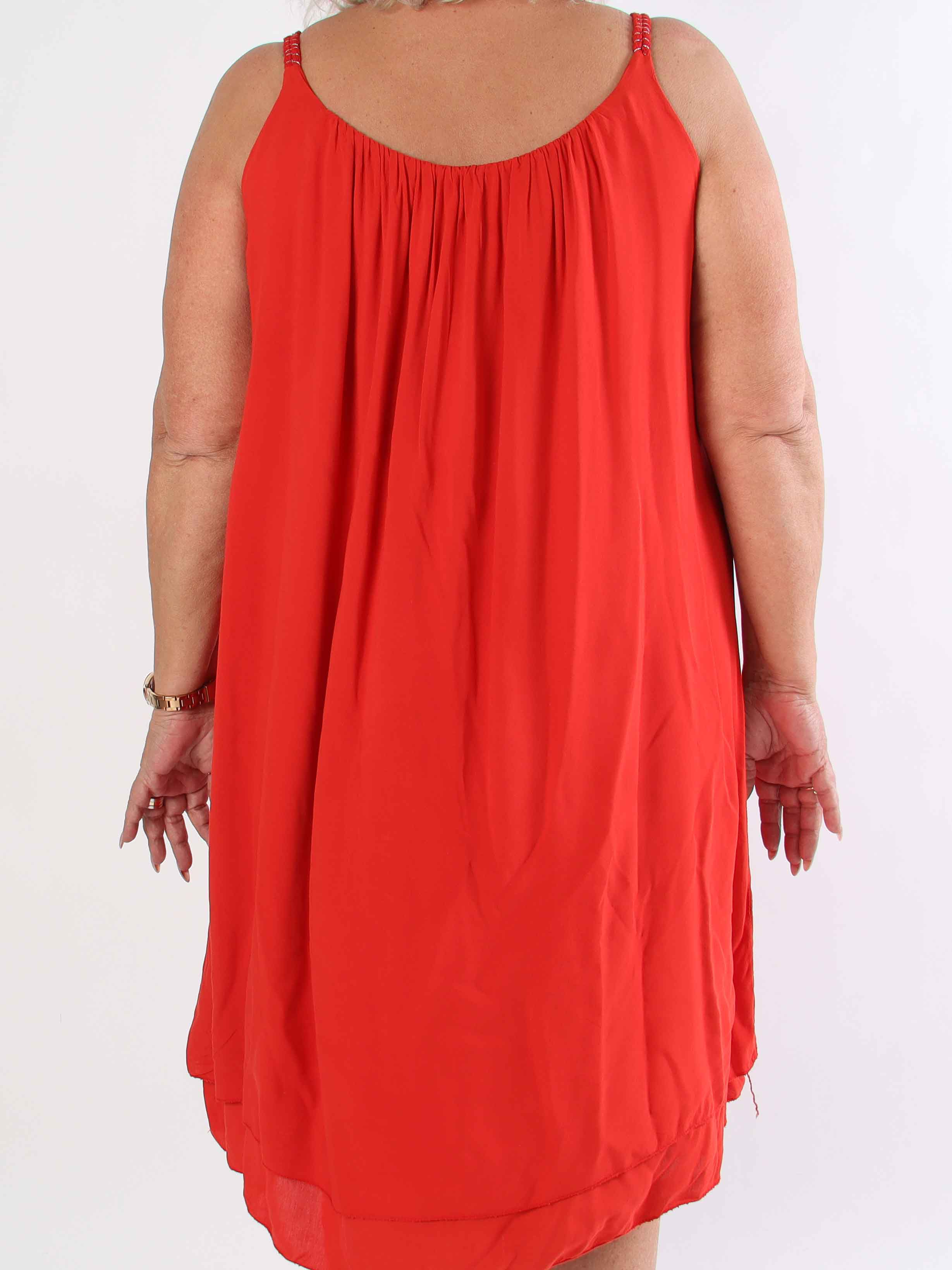 Chalkis - Plus size klänning i mjuk viskos med flätade axelremmar