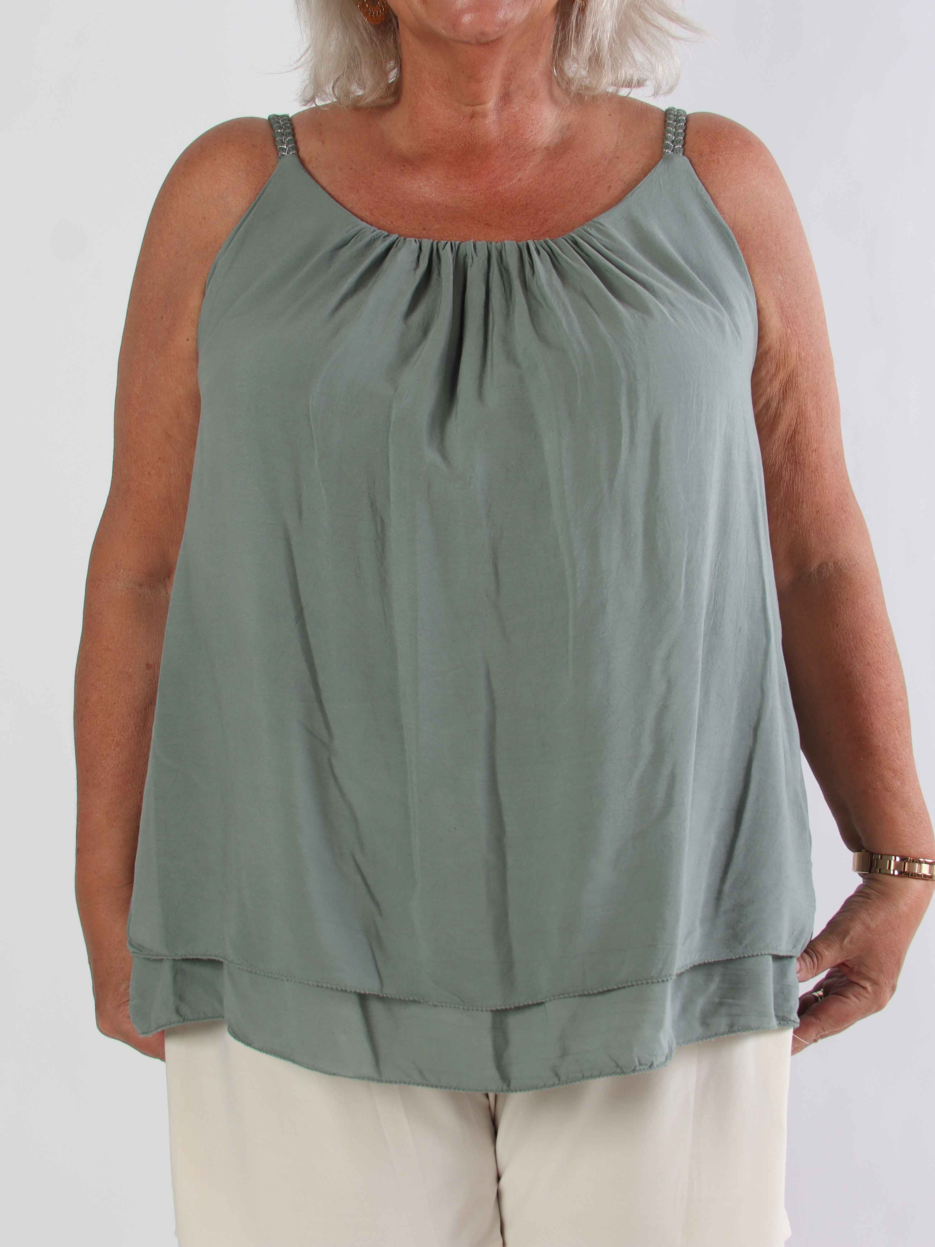 Chalkis Top - Plus size topp i mjuk viskos med flätade axelband