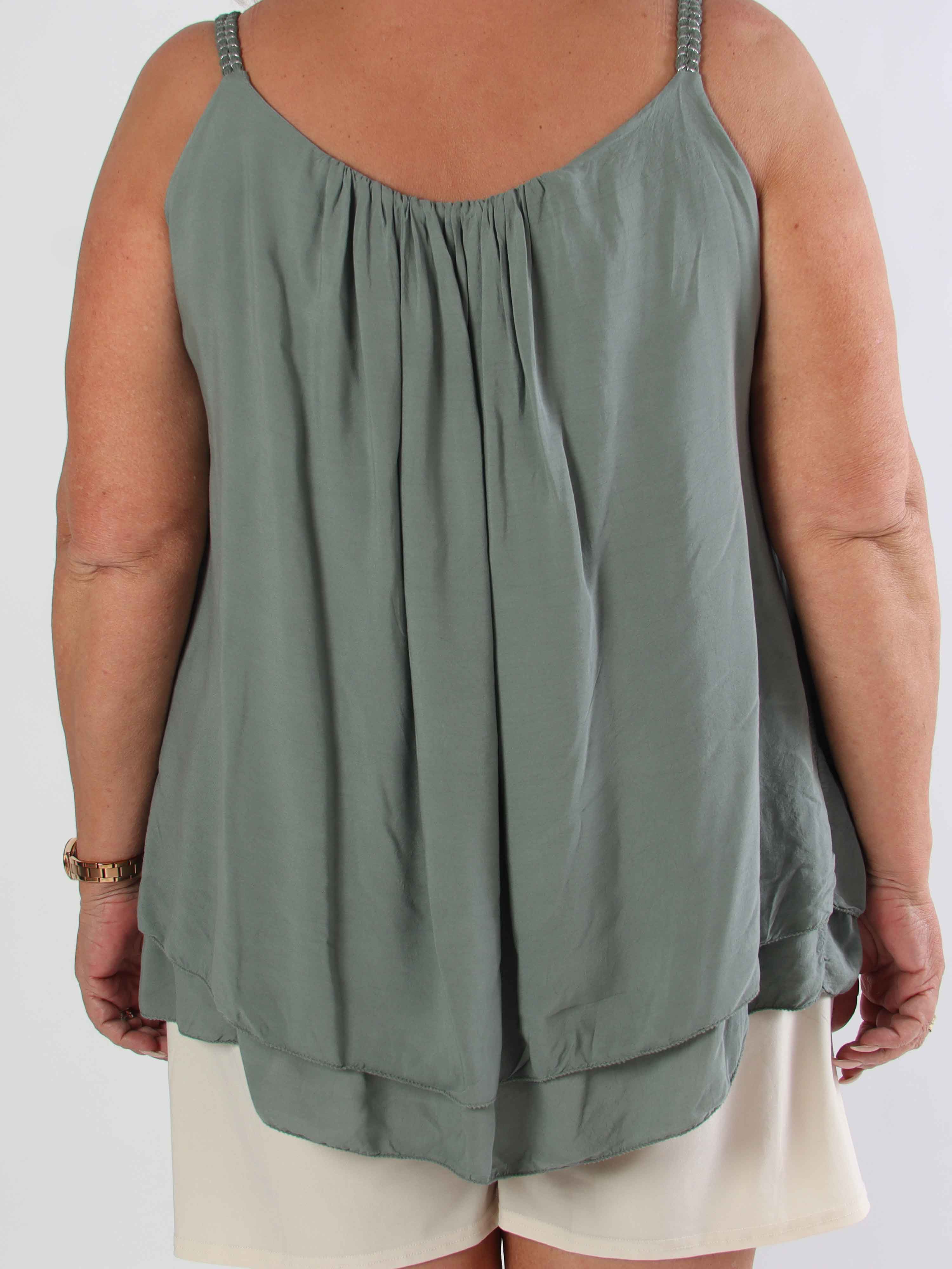 Chalkis Top - Plus size topp i mjuk viskos med flätade axelband