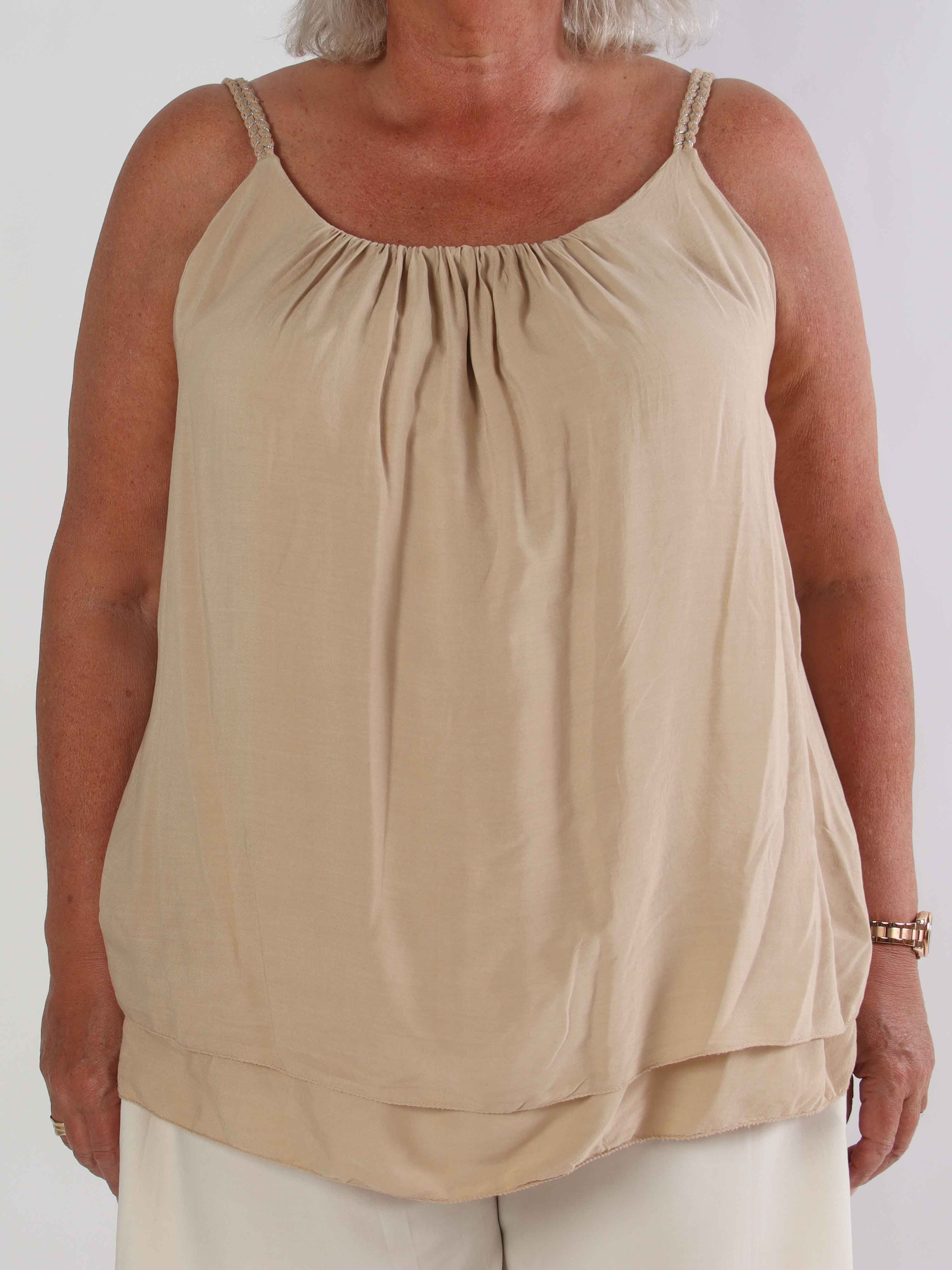 Chalkis Top - Plus size topp i mjuk viskos med flätade axelband