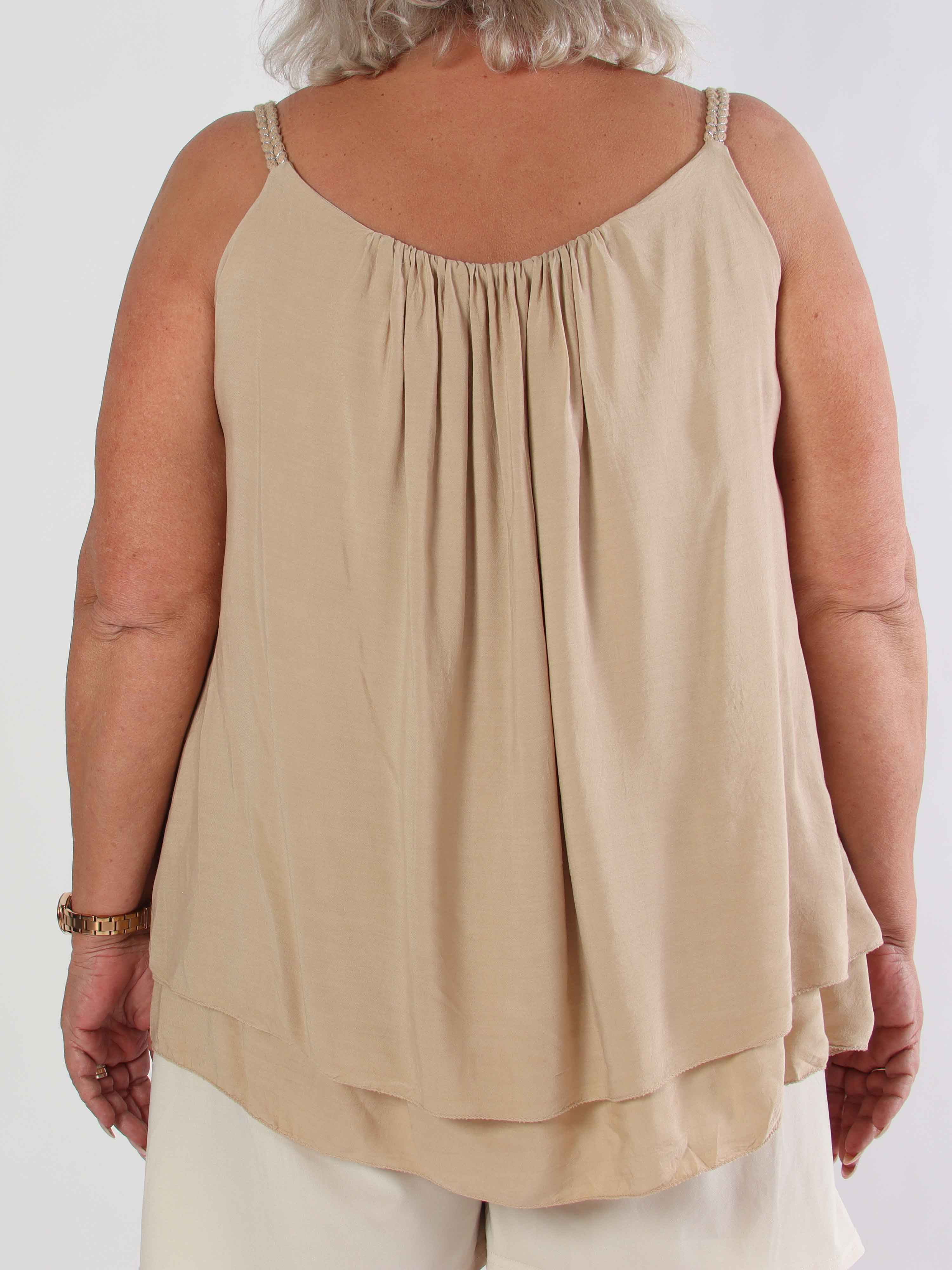 Chalkis Top - Plus size topp i mjuk viskos med flätade axelband