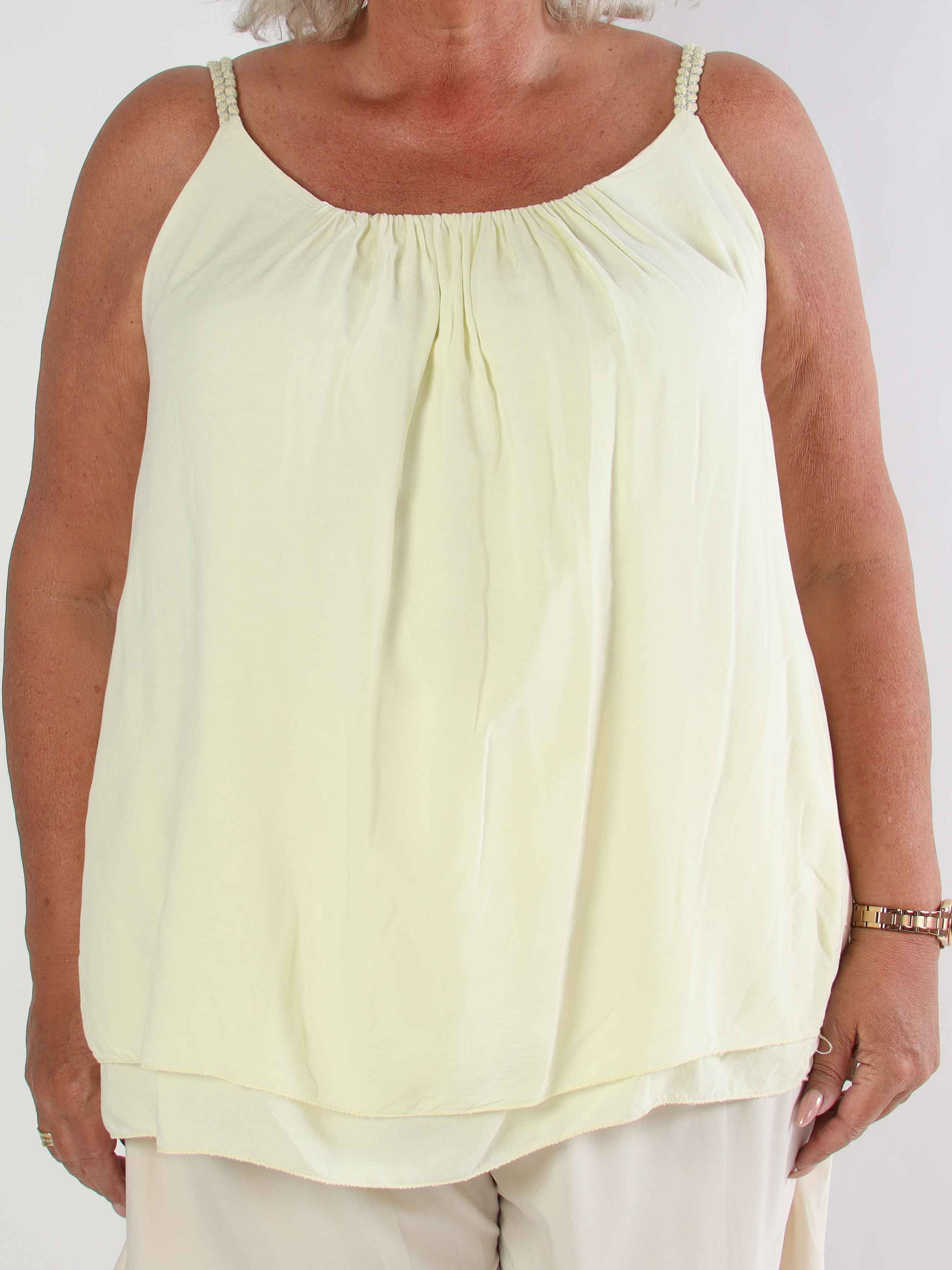 Chalkis Top - Plus size topp i mjuk viskos med flätade axelband