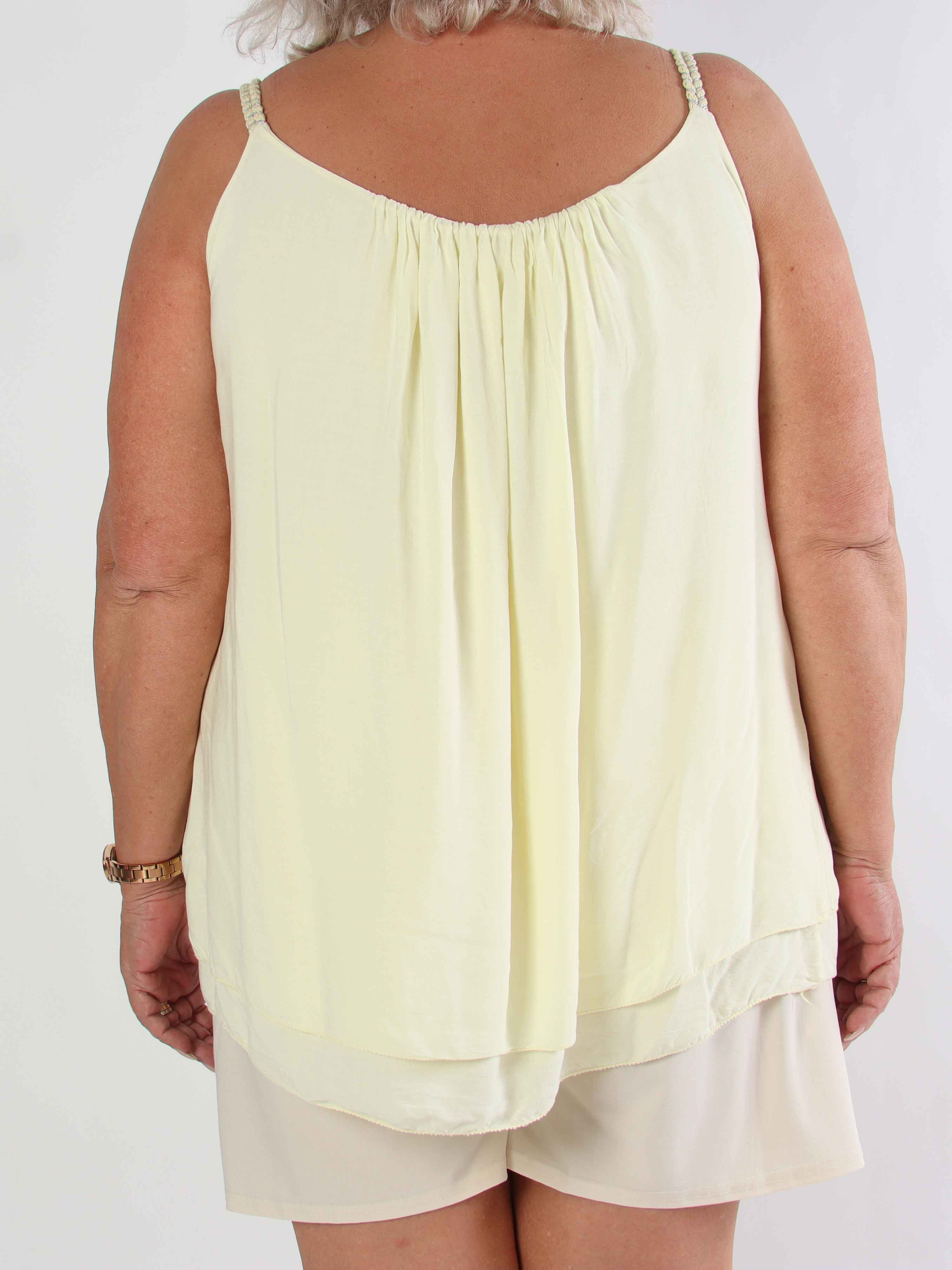 Chalkis Top - Plus size topp i mjuk viskos med flätade axelband