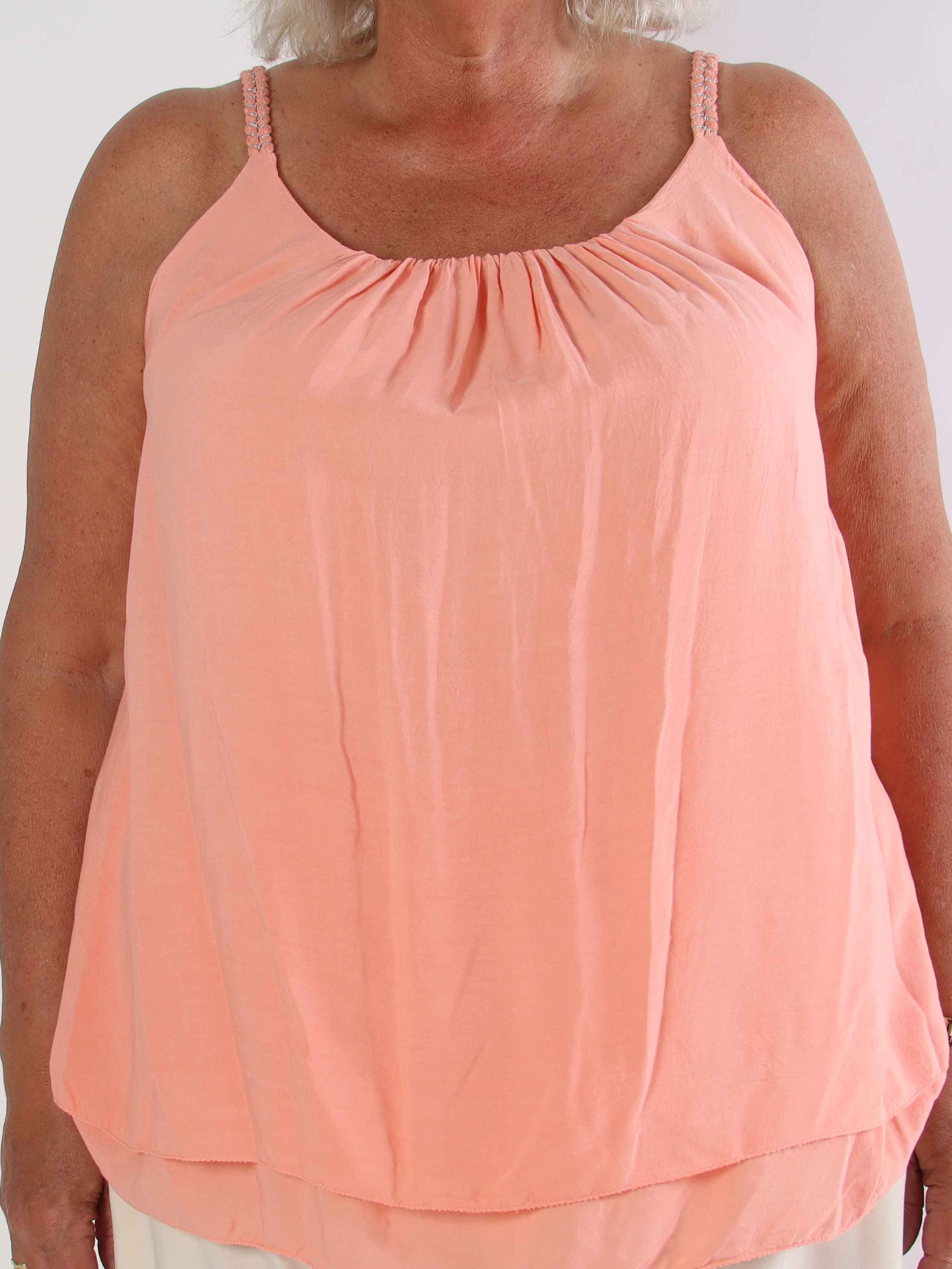 Chalkis Top - Plus size topp i mjuk viskos med flätade axelband