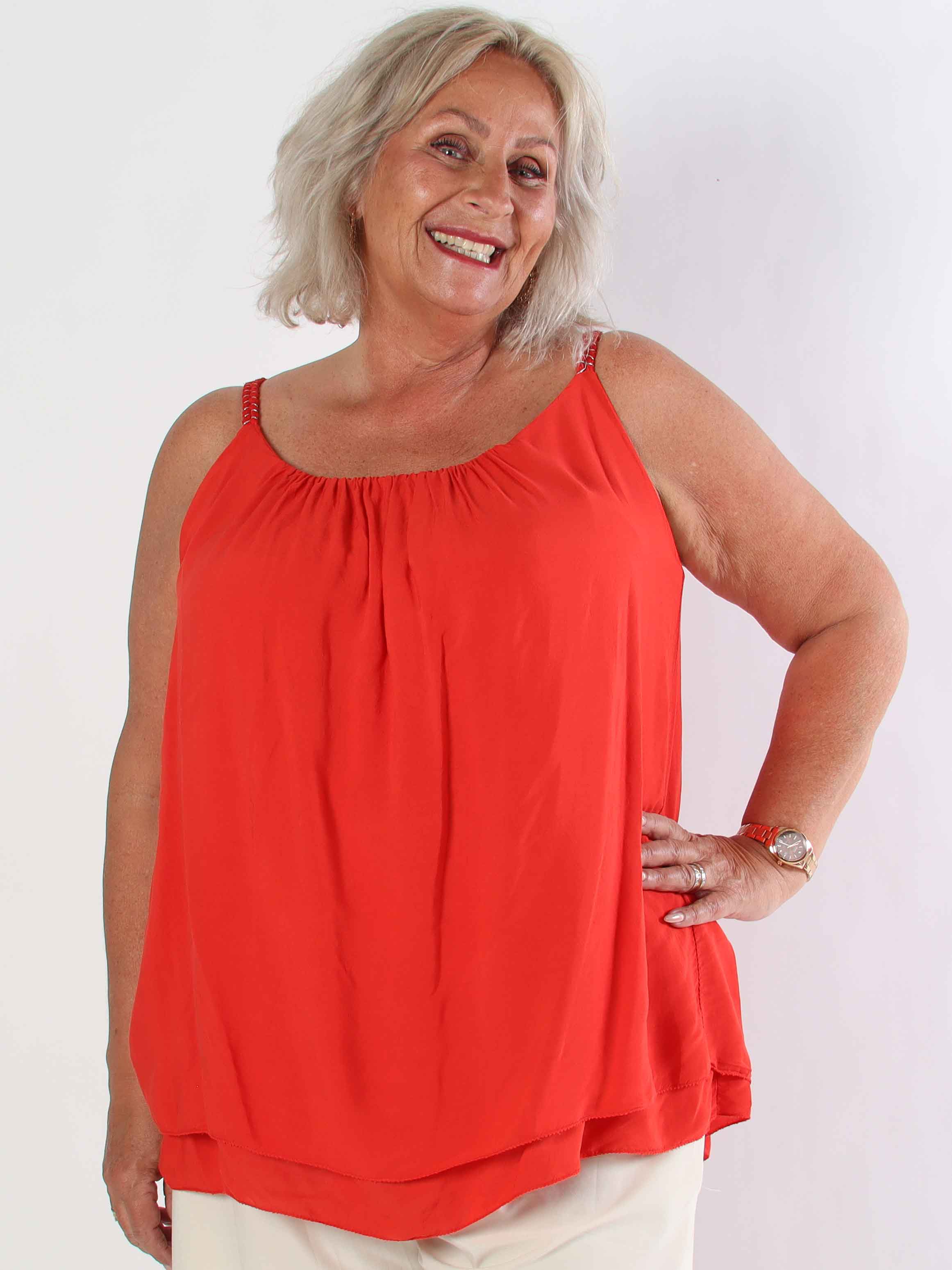 Chalkis Top - Plus size topp i mjuk viskos med flätade axelband