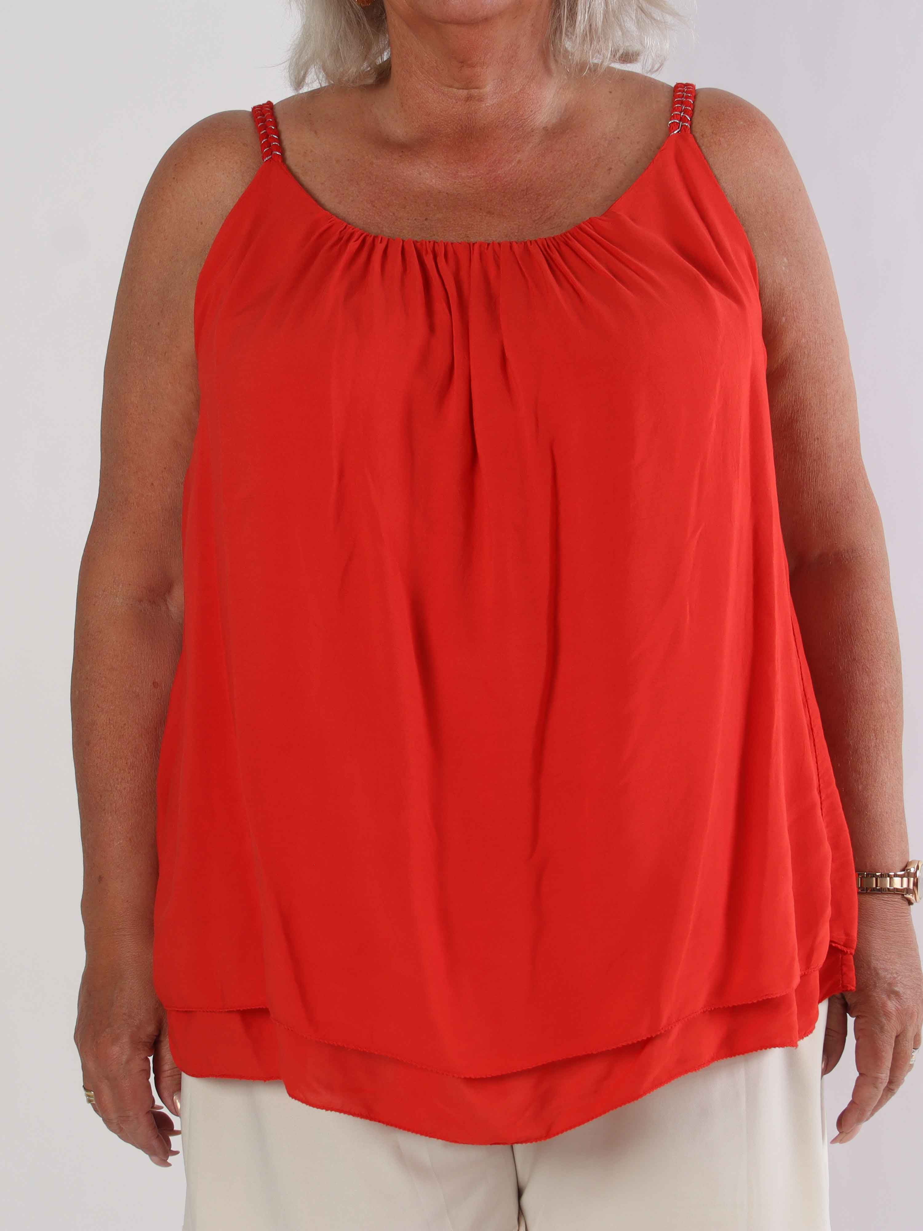 Chalkis Top - Plus size topp i mjuk viskos med flätade axelband