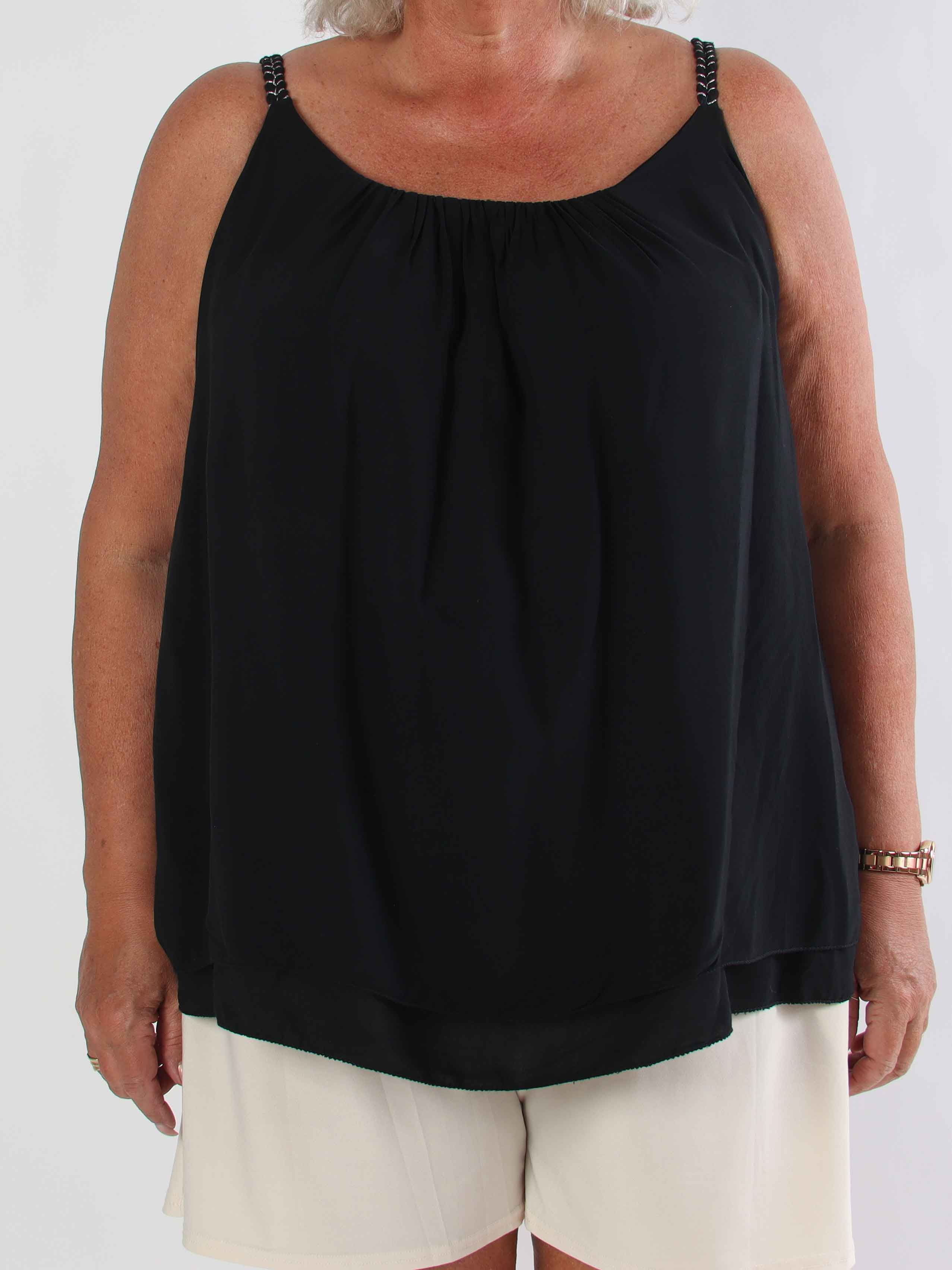 Chalkis Top - Plus size topp i mjuk viskos med flätade axelband