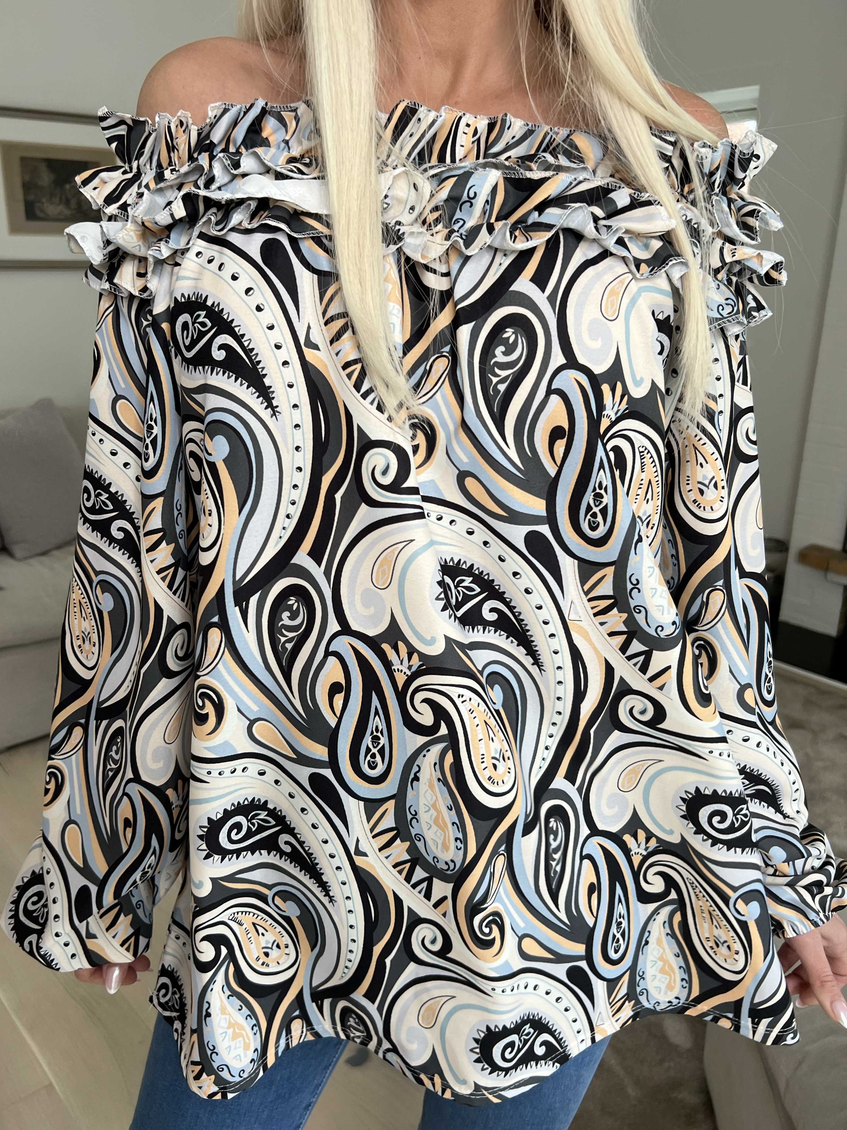 Chili Pattern - Långärmad mönstrad tunika med volanger