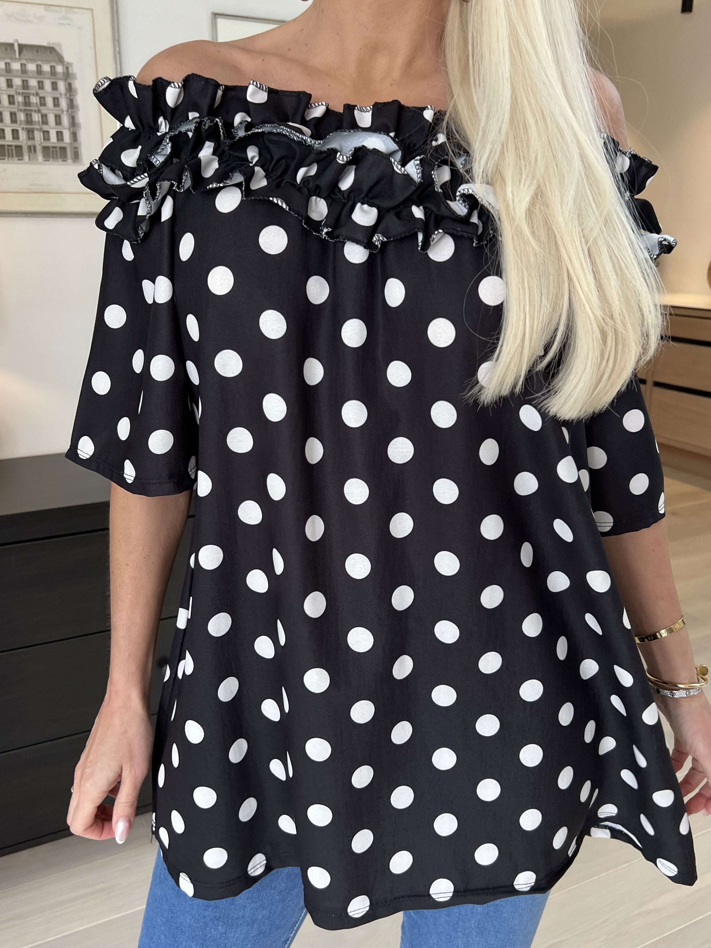 Chili Sleeveless Dot - Tunika med prickar och volanger