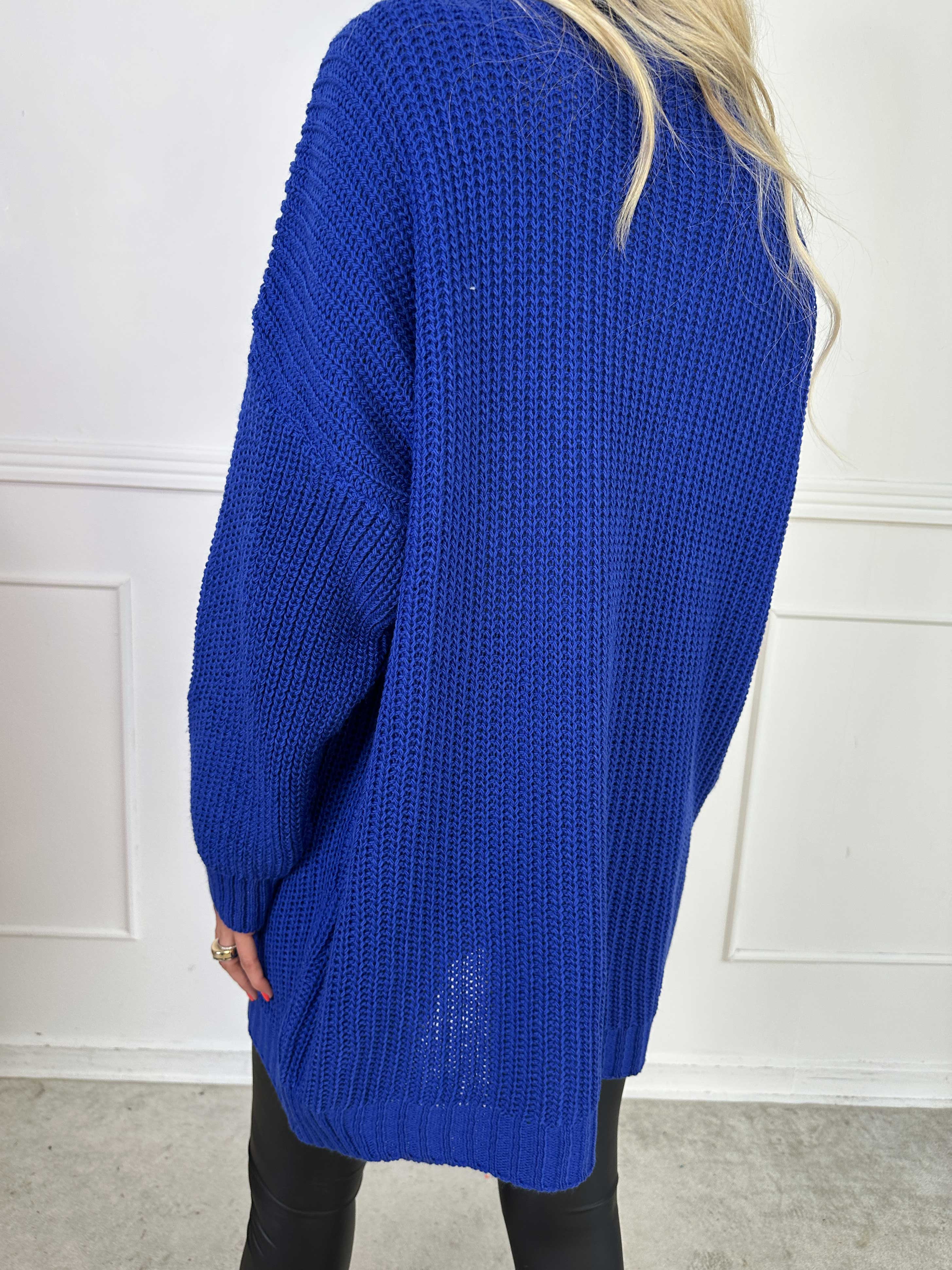 Cindy - Enfärgad mysig stickad tröja med polokrage