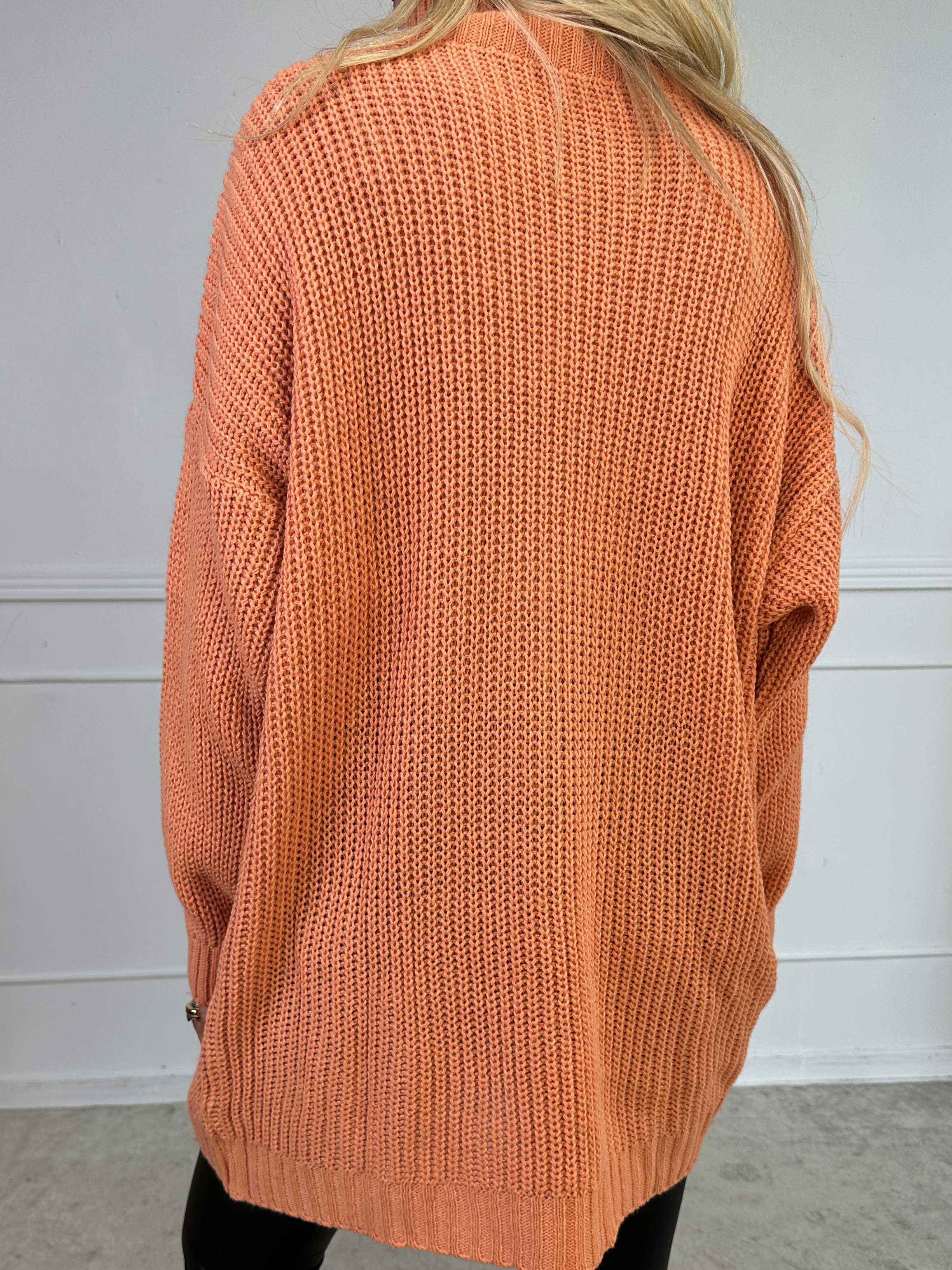 Cindy - Enfärgad mysig stickad tröja med polokrage