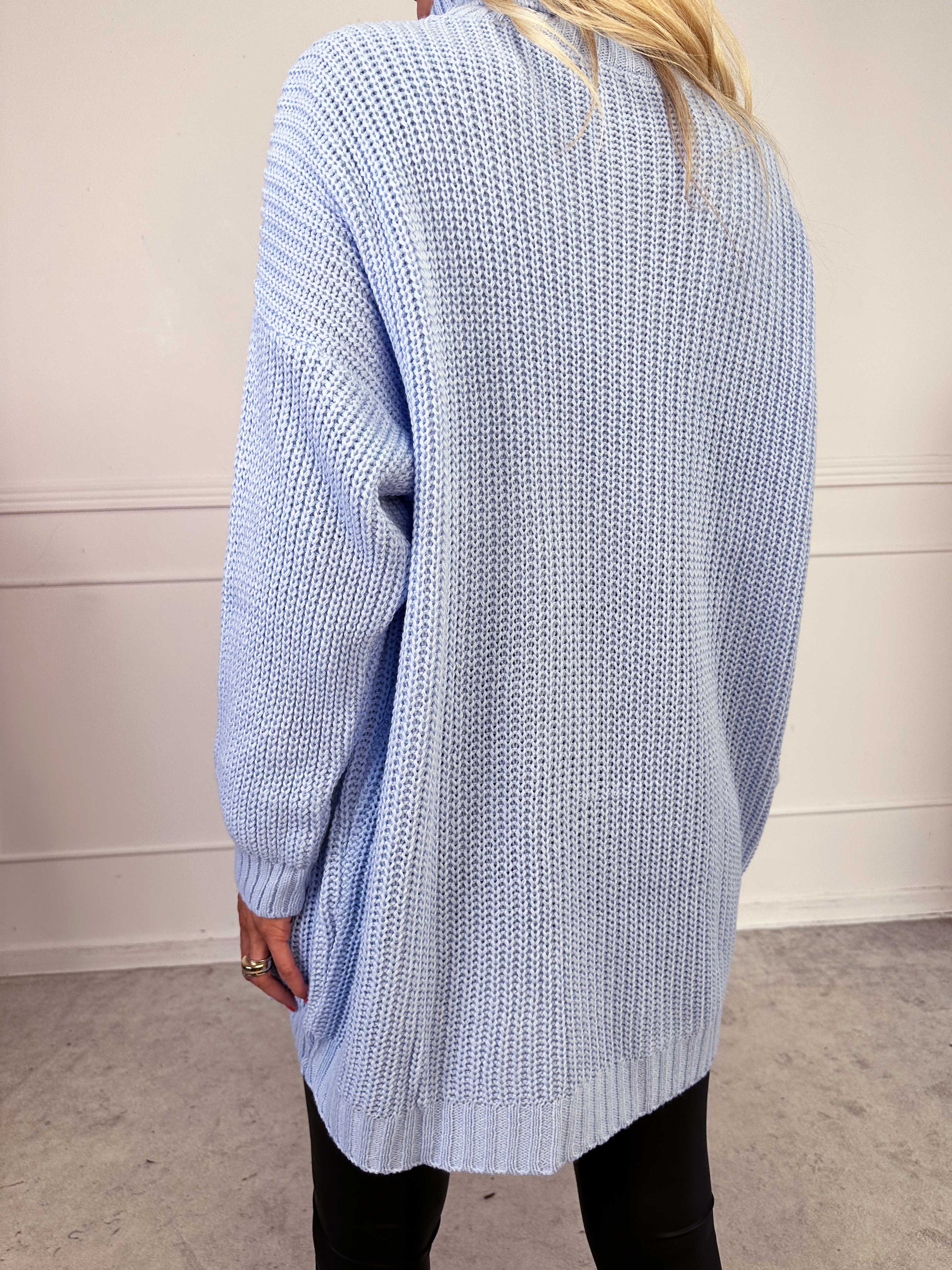 Cindy - Enfärgad mysig stickad tröja med polokrage