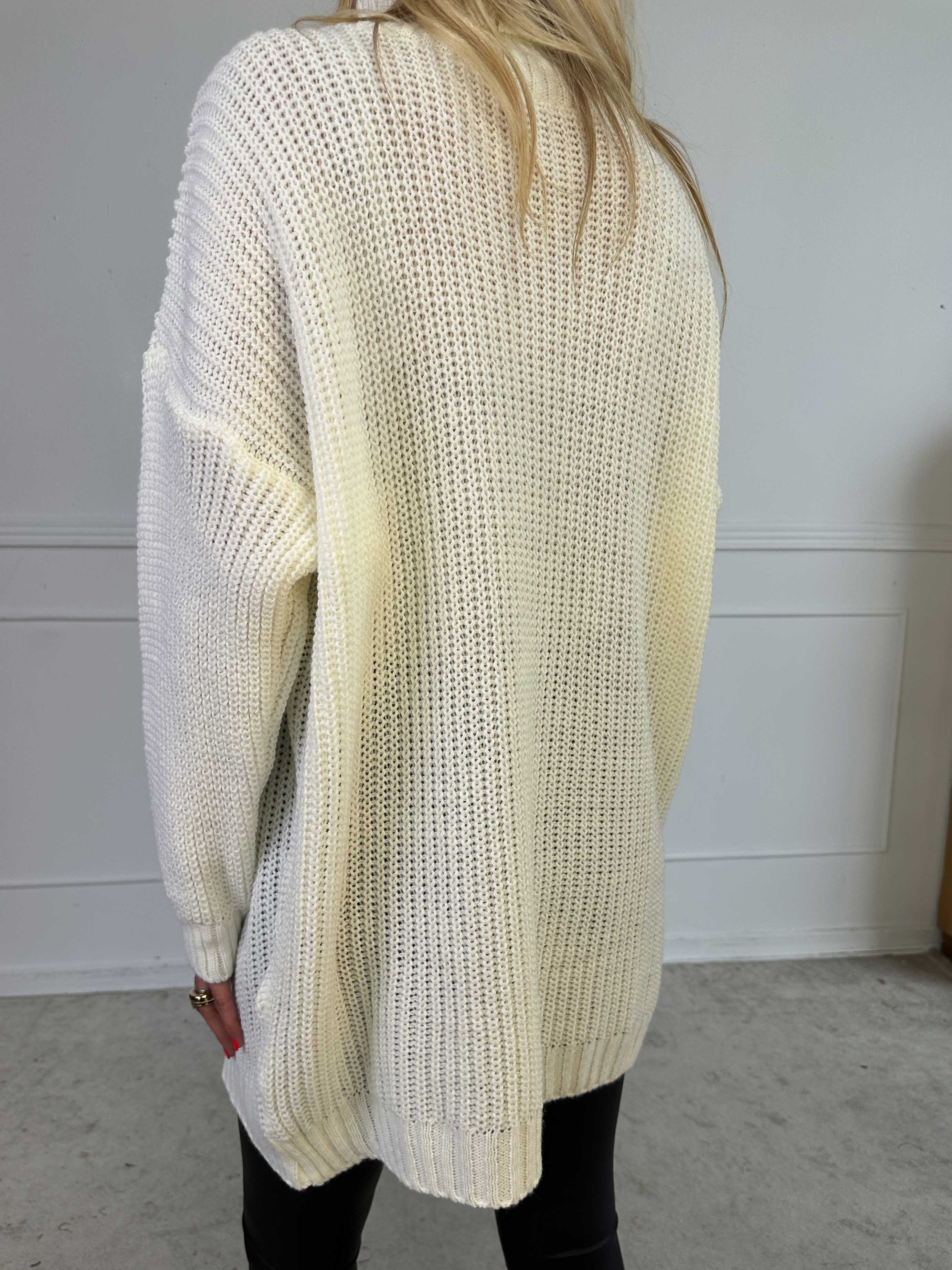 Cindy - Enfärgad mysig stickad tröja med polokrage