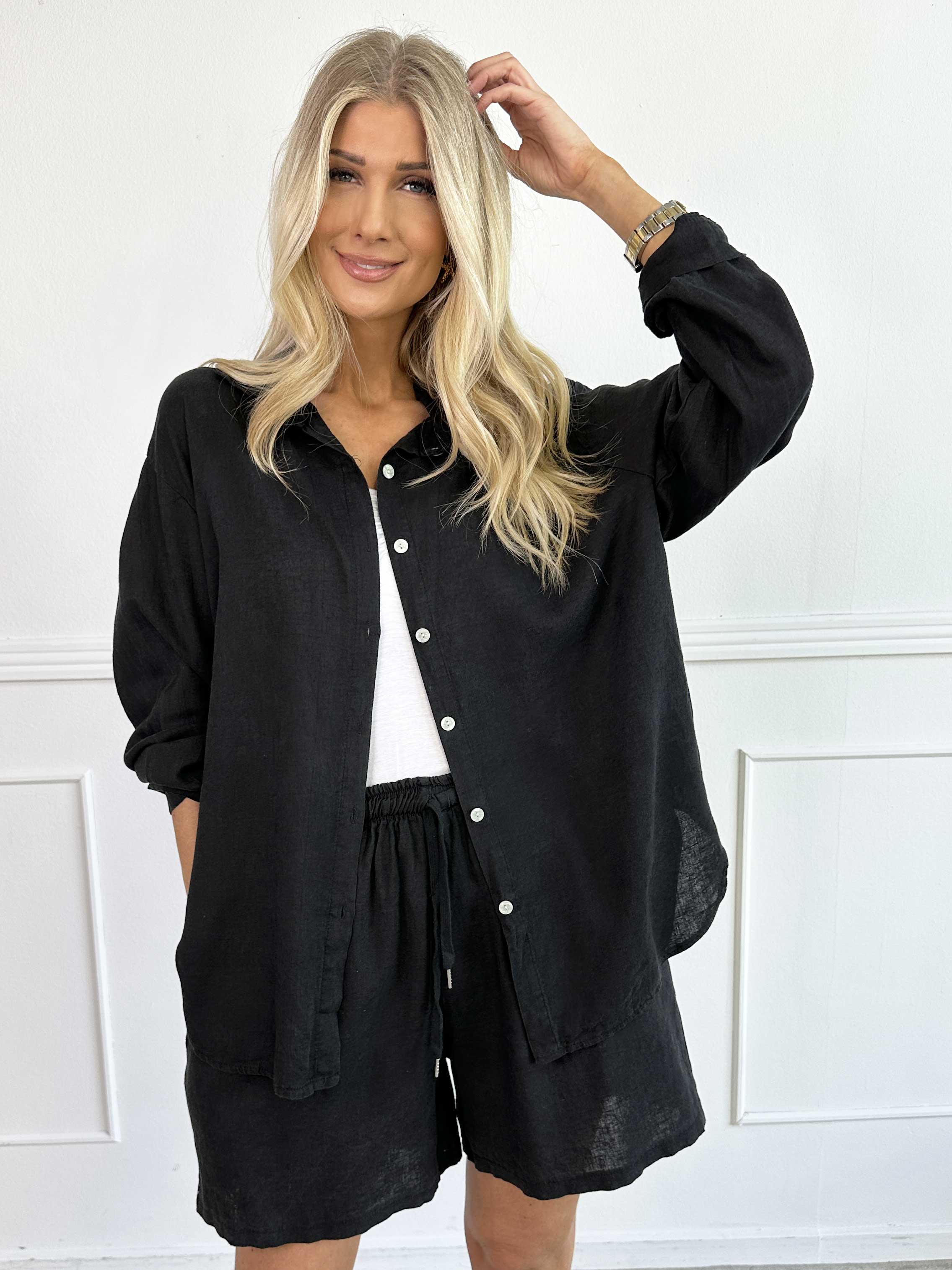 Clara Shirt - Enfärgad skjorta i viskos och linne