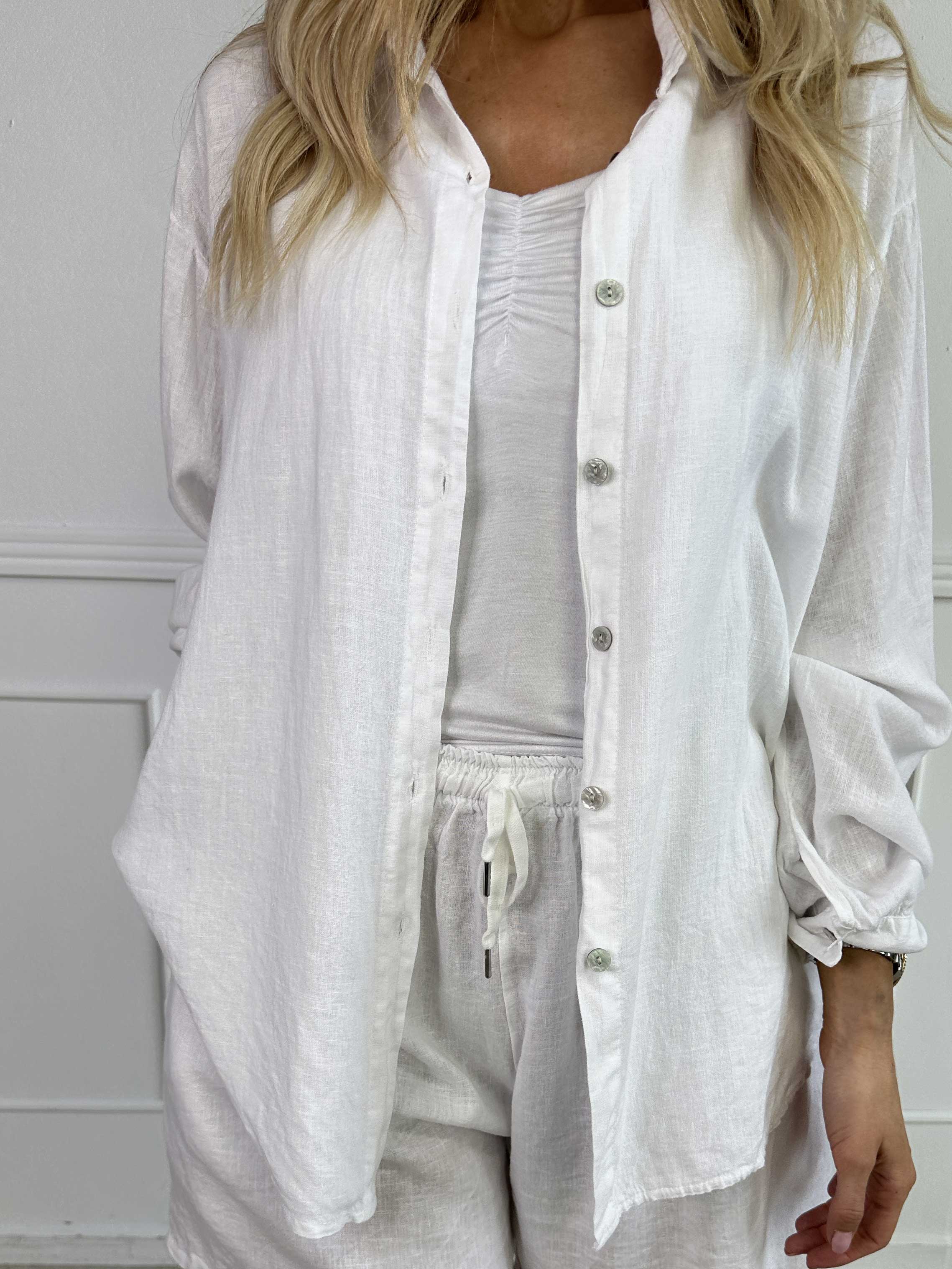 Clara Shirt - Enfärgad skjorta i viskos och linne