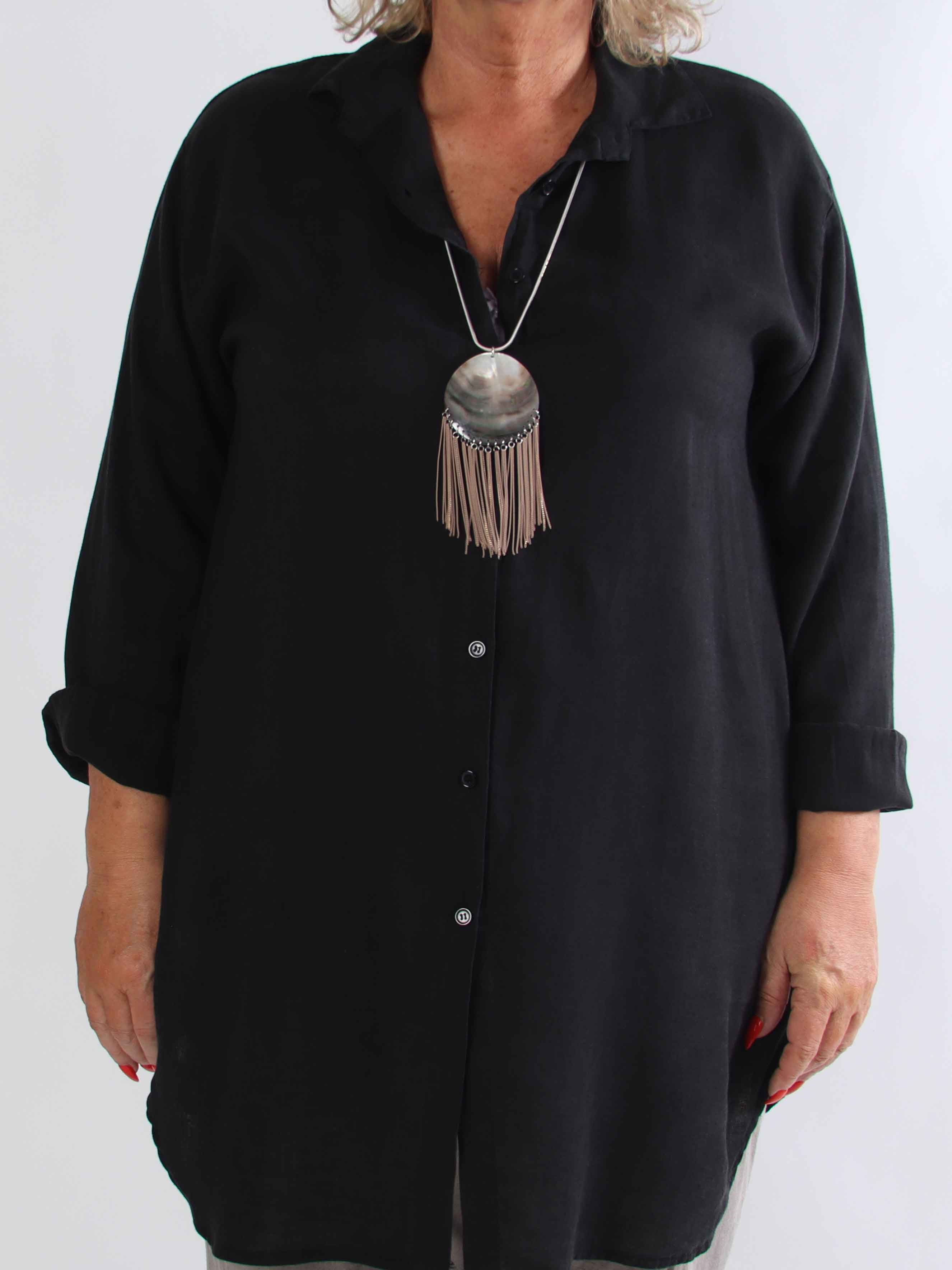 Clara Dress - Plus size skjortekjole i viskose og hør