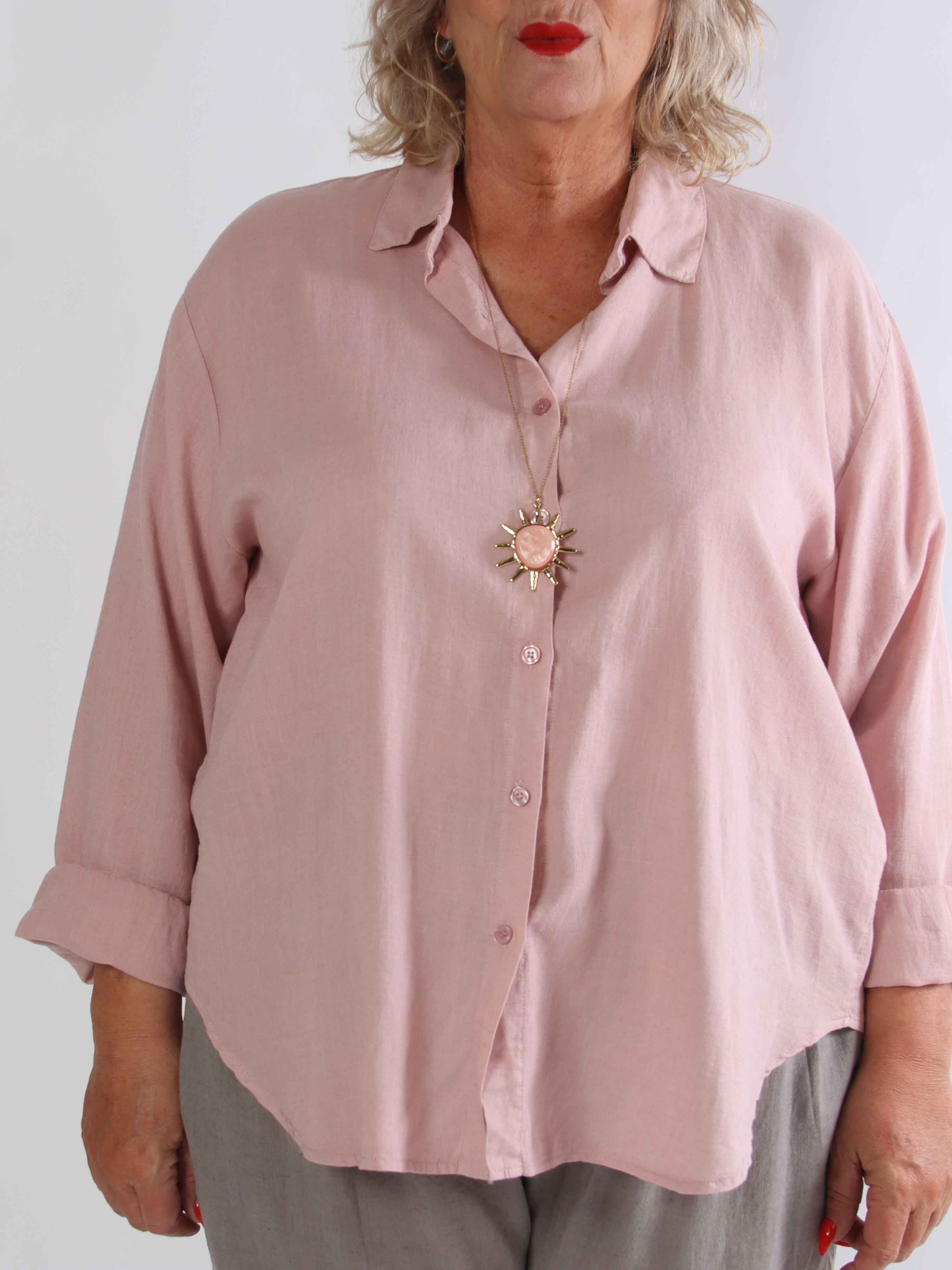 Clara Shirt - Enfärgad plus size skjorta i viskos och linne