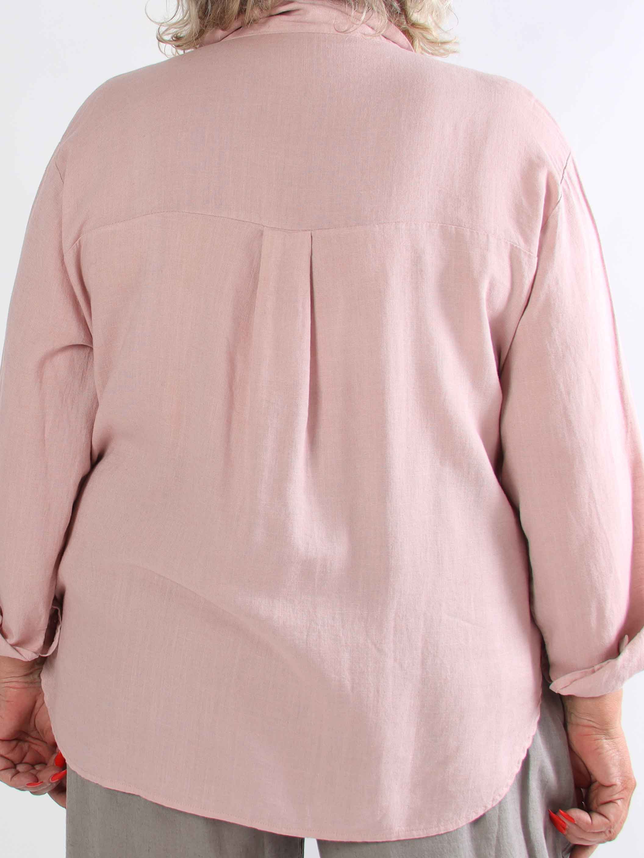 Clara Shirt - Enfärgad plus size skjorta i viskos och linne