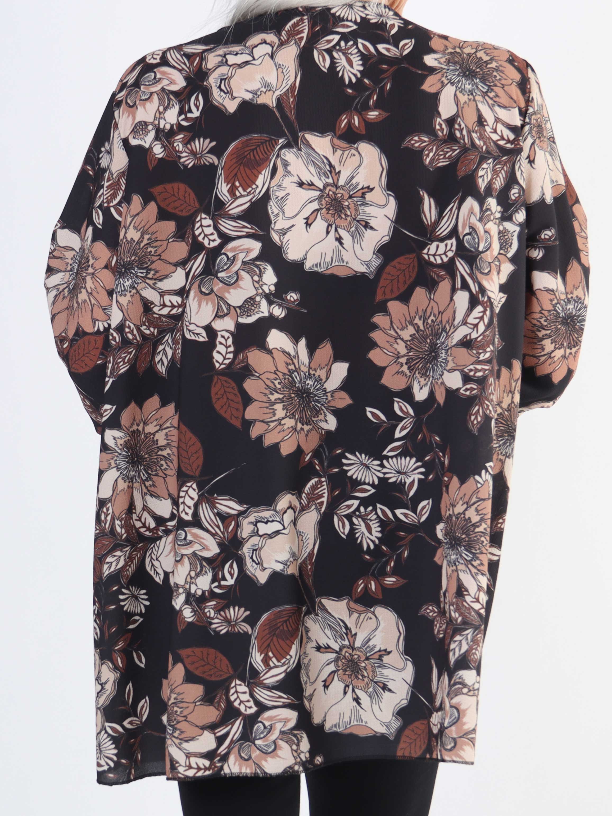 Claudia Flower - Tunika med blommigt tryck och dragkedja i plusstorlek