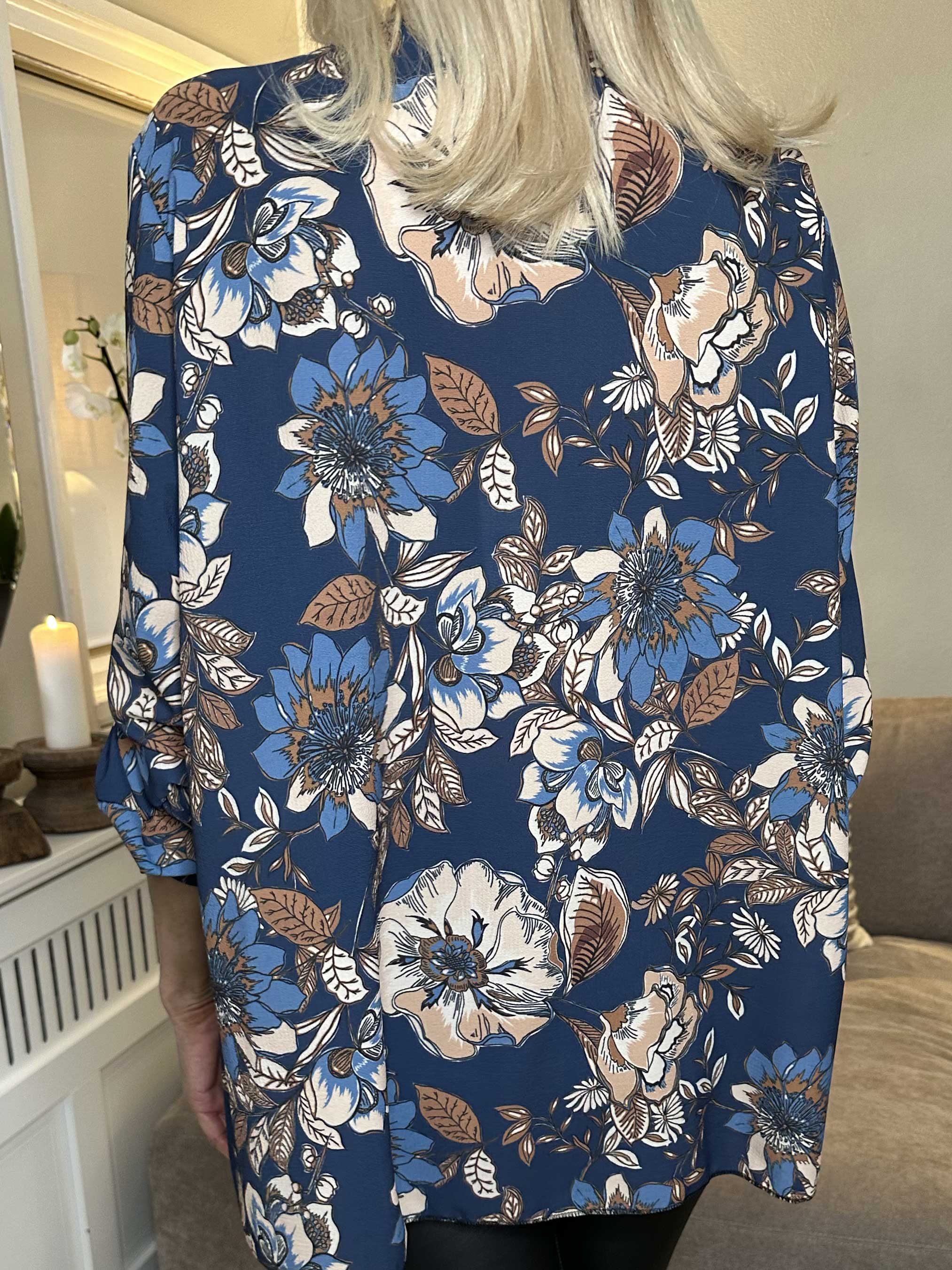 Claudia Flower - Tunika med blommönster och dragkedja - Blue