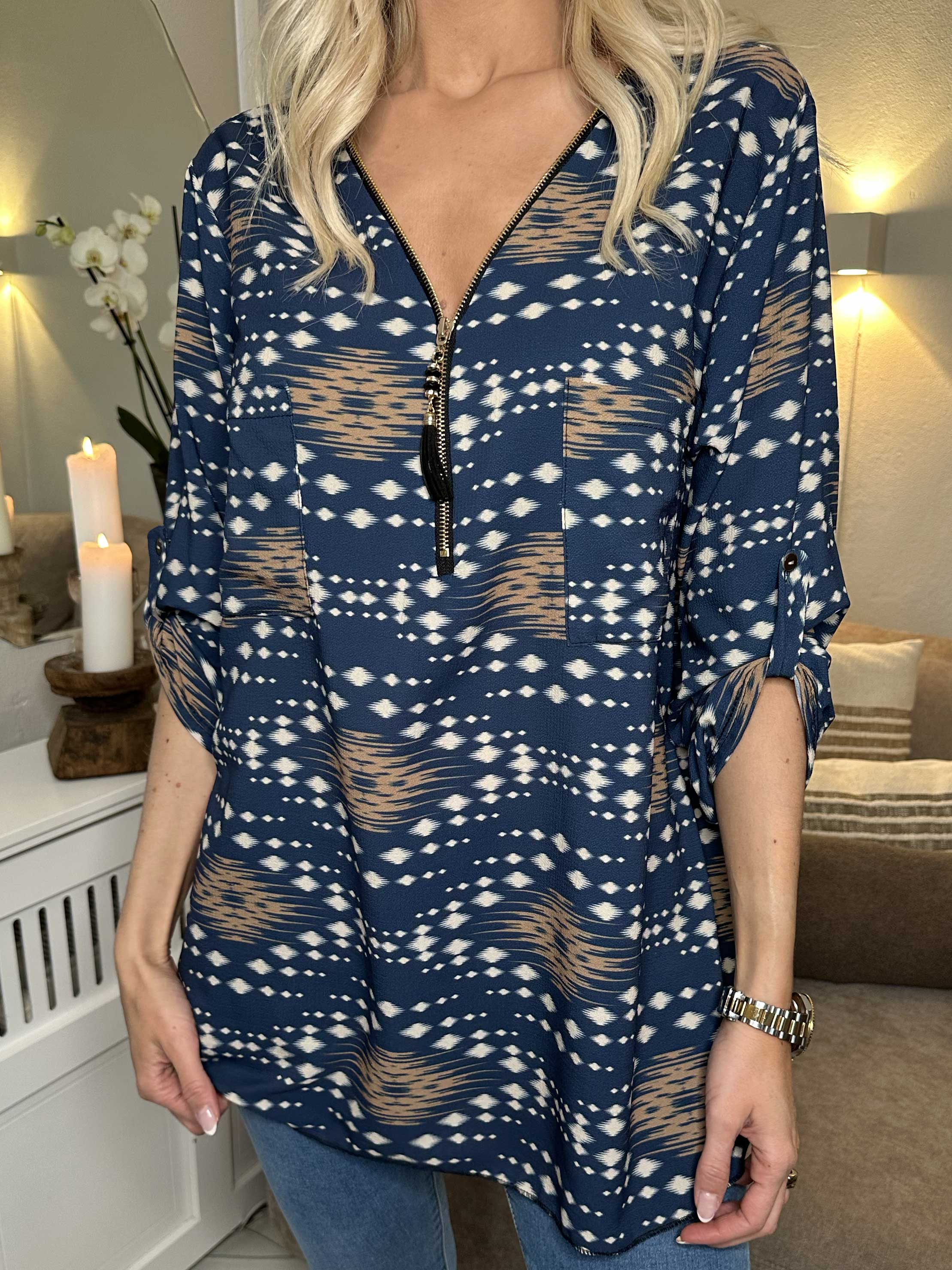 Claudia Pattern - Tunika med tryck och dragkedja