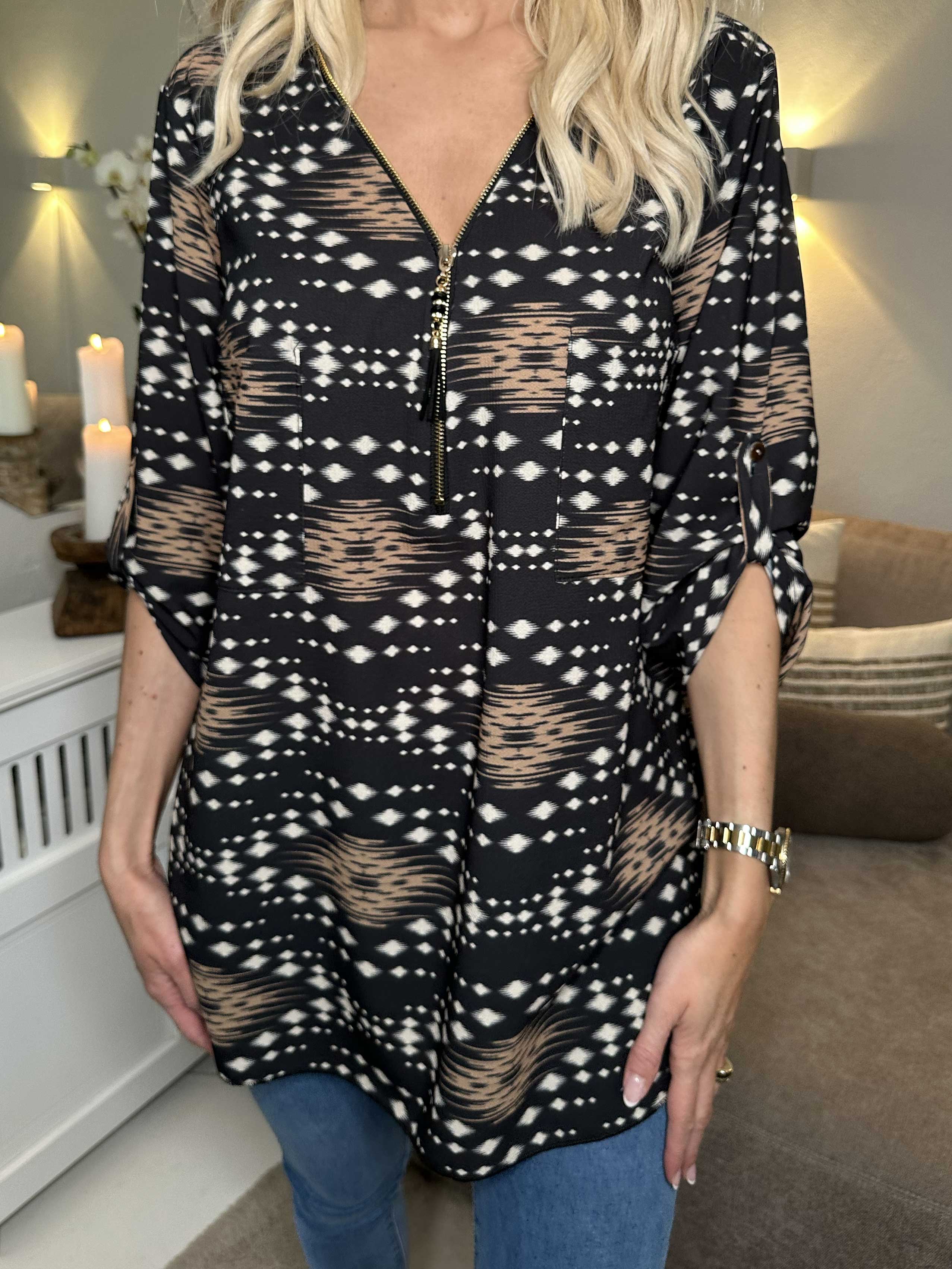 Claudia Pattern - Tunika med tryck och dragkedja