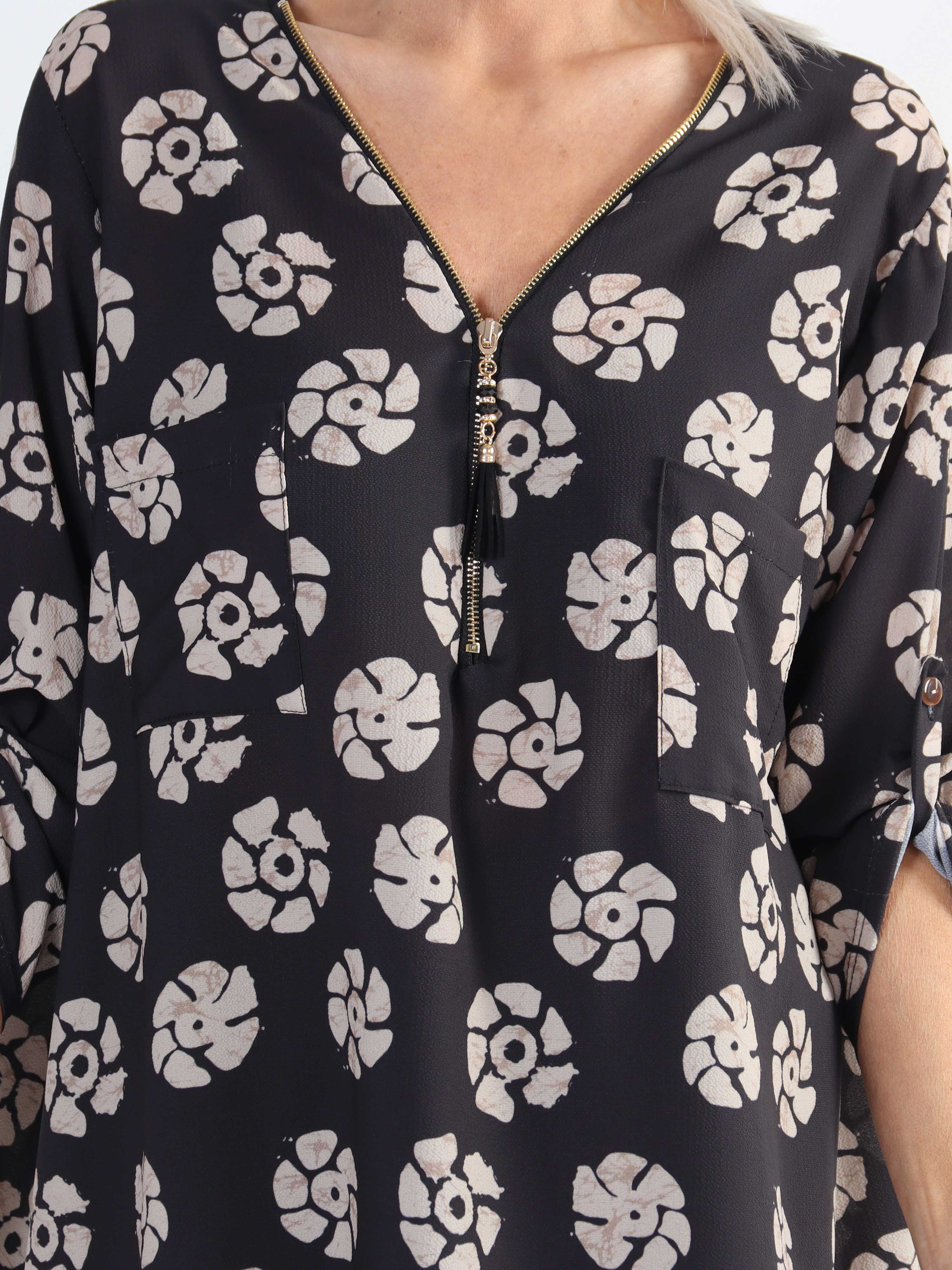 Claudia Print Dress - Tunikaklänning med tryck och dragkedja i plus size