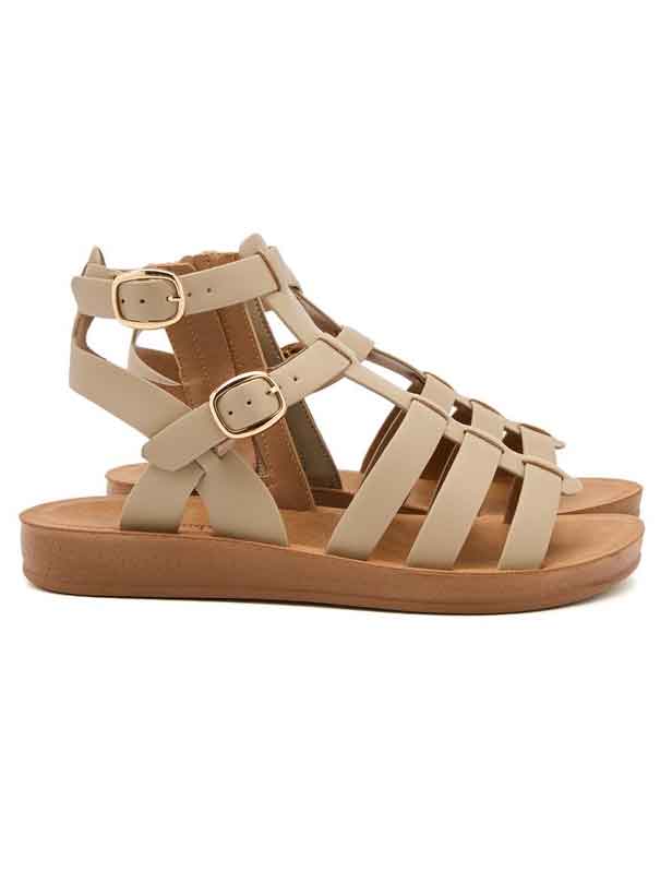 Cleopatra - Gladiator sandaler med to guldspænder