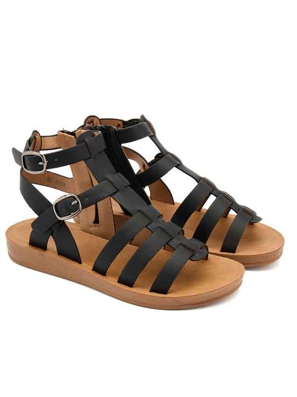 Cleopatra - Gladiator sandaler med to guldspænder