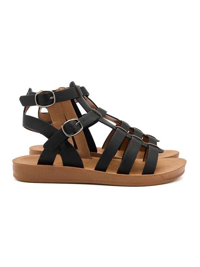 Cleopatra - Gladiator sandaler med to guldspænder