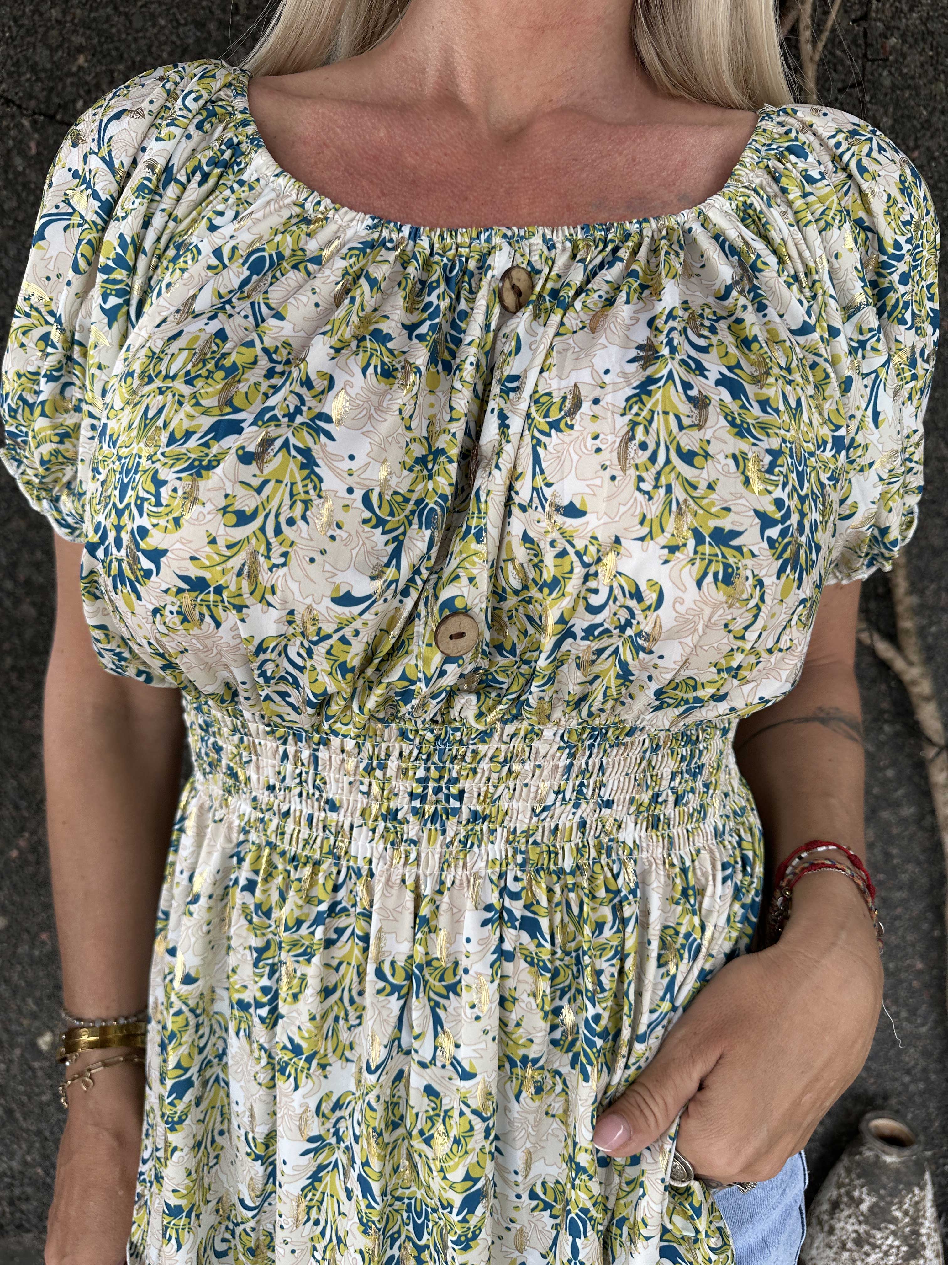 Cora Royal Shirt - Söt elastisk blus med resår under bysten