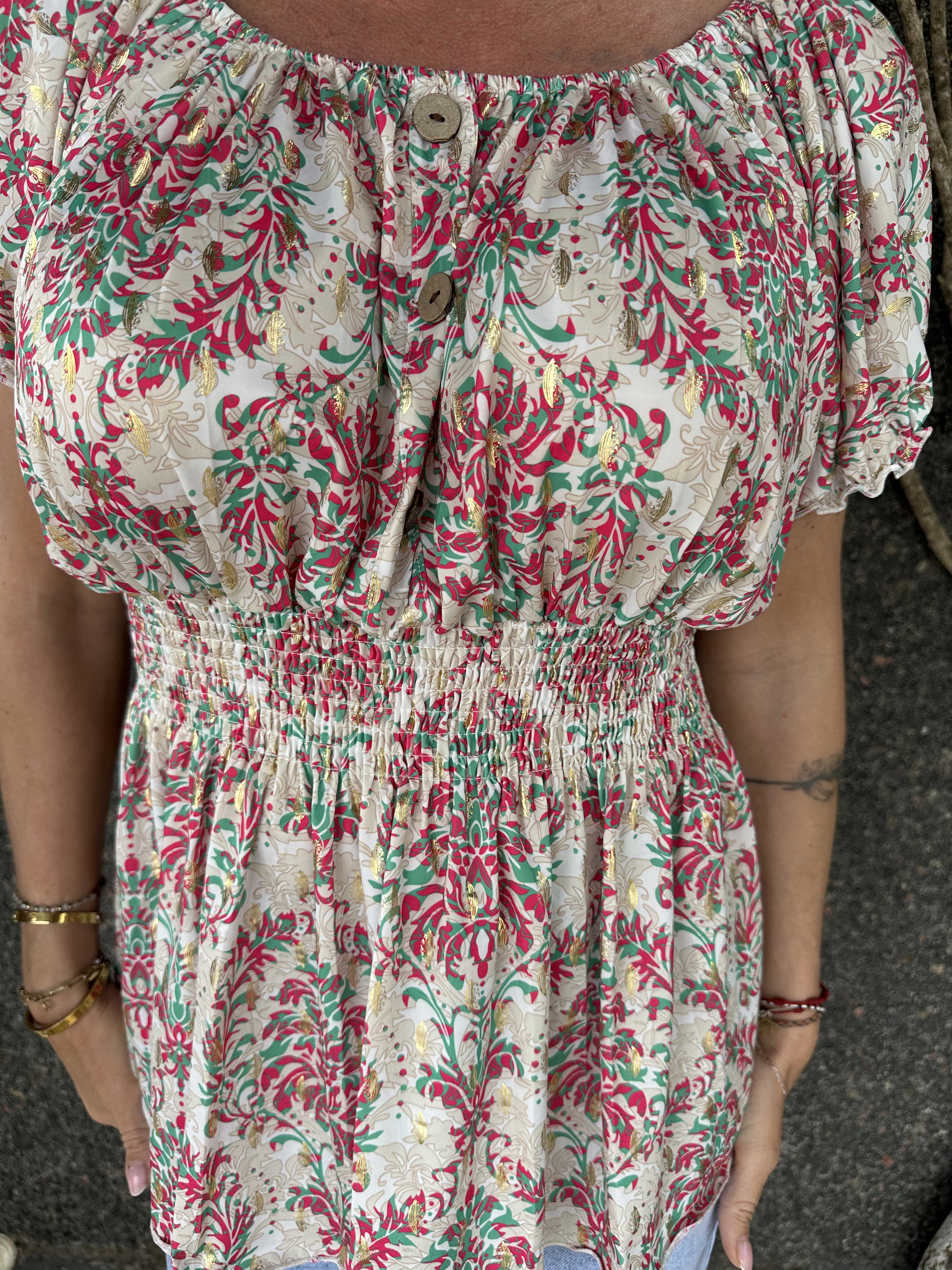 Cora Royal Shirt - Söt elastisk blus med resår under bysten