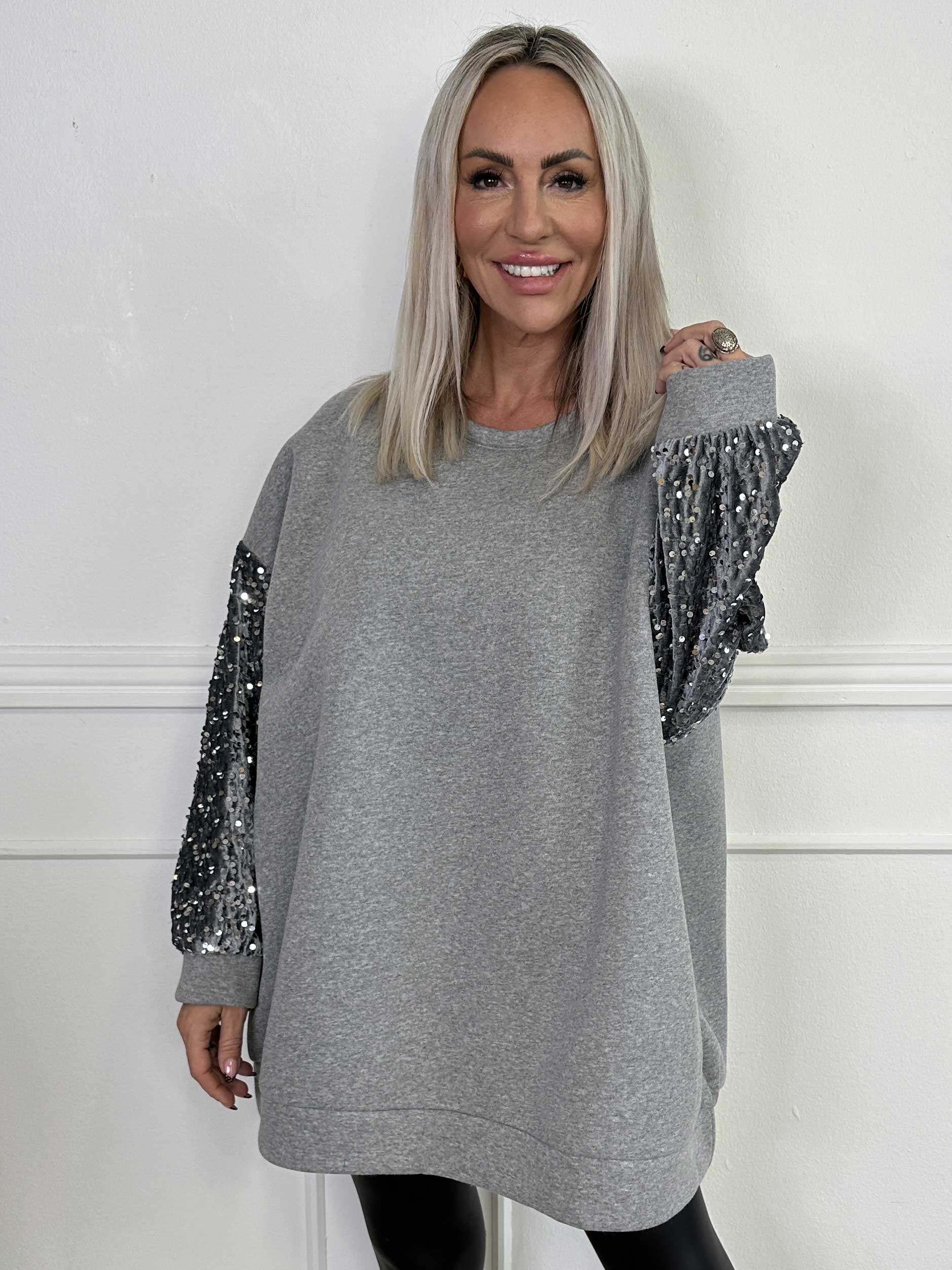 Cytherea - Oversized sweatshirt i bomuld med pailletter på ærmet