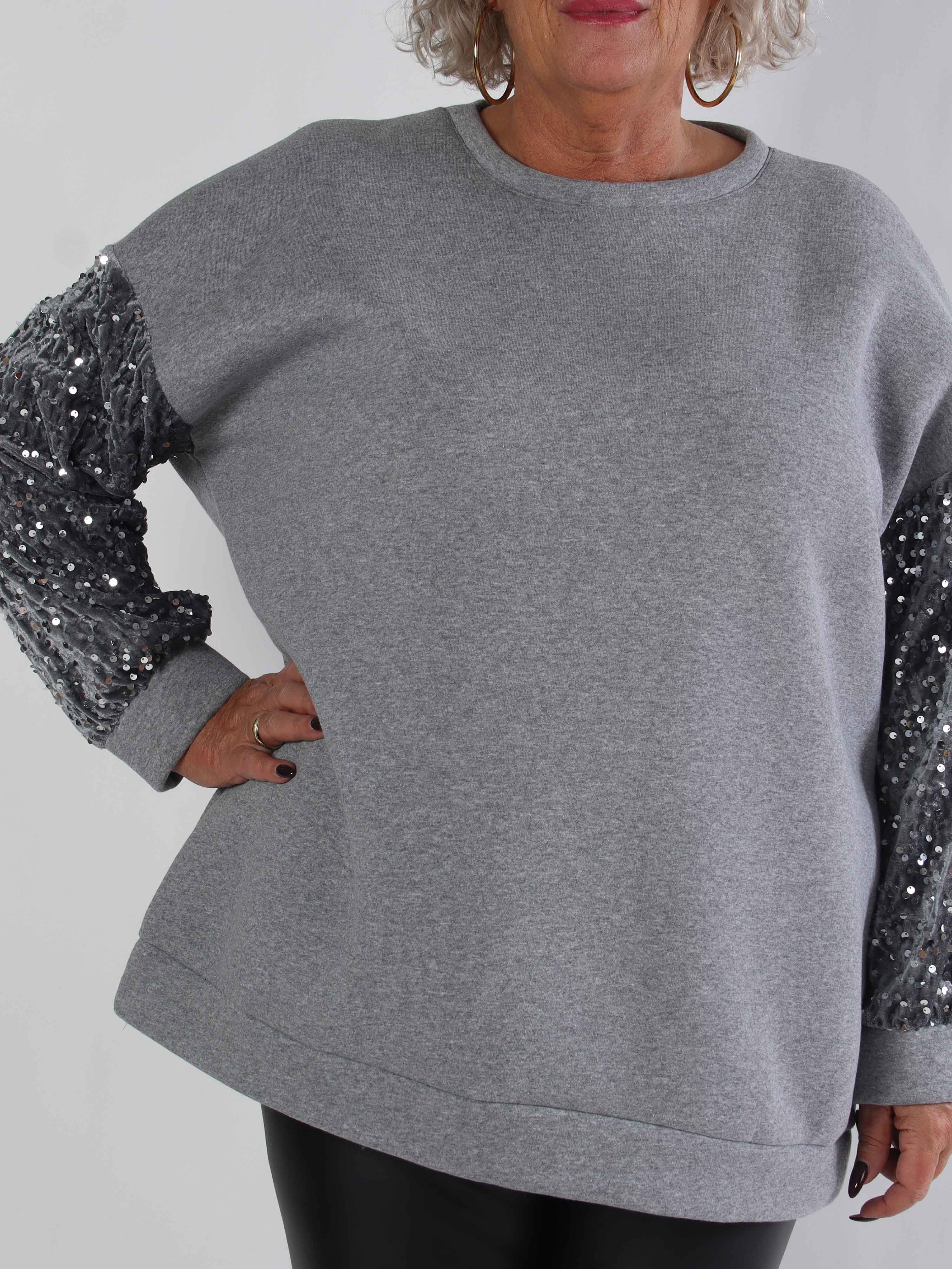 Cytherea - Plus size sweatshirt i bomuld med pailletter på ærmet